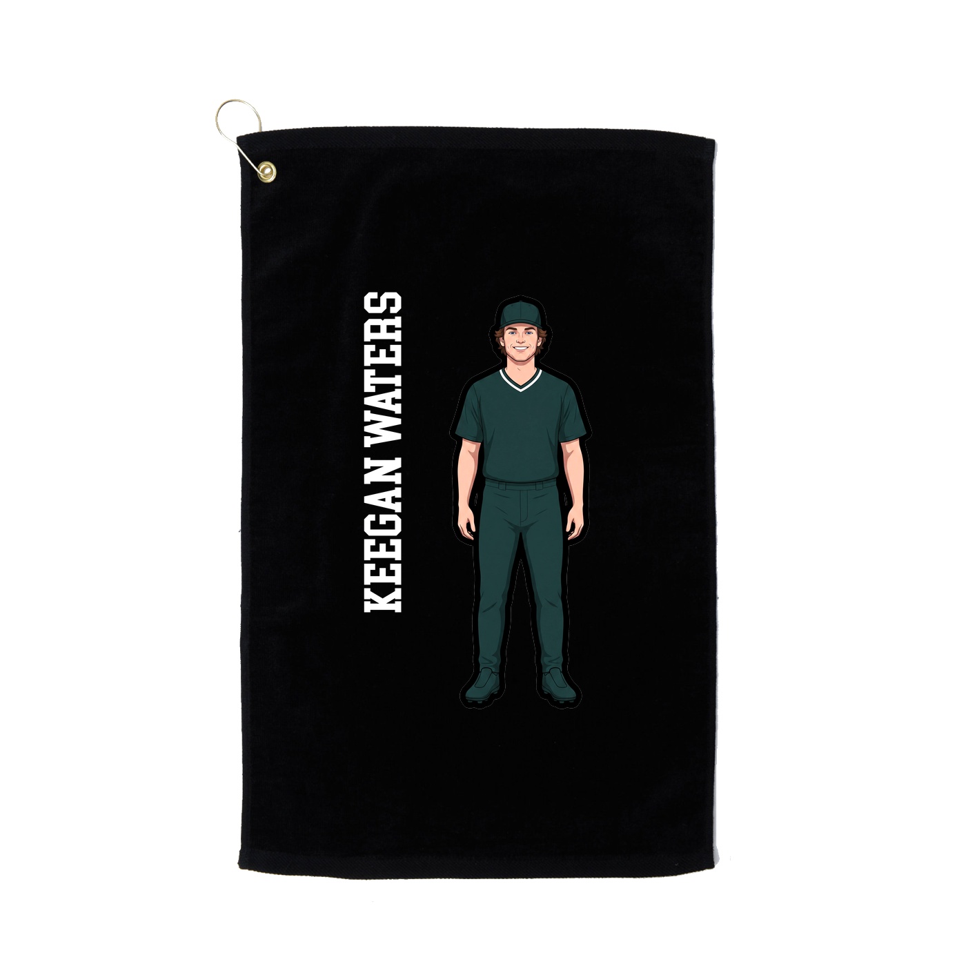 Golf Towel — Name Vertical in Black