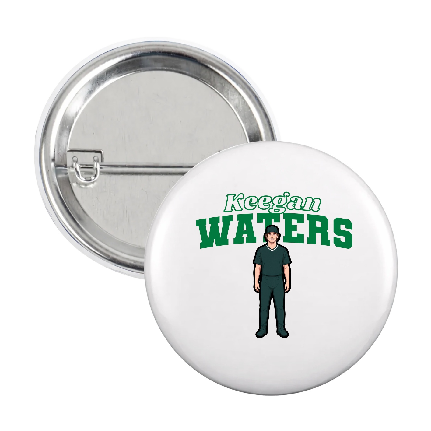 Game Day Button — Name Arch in White