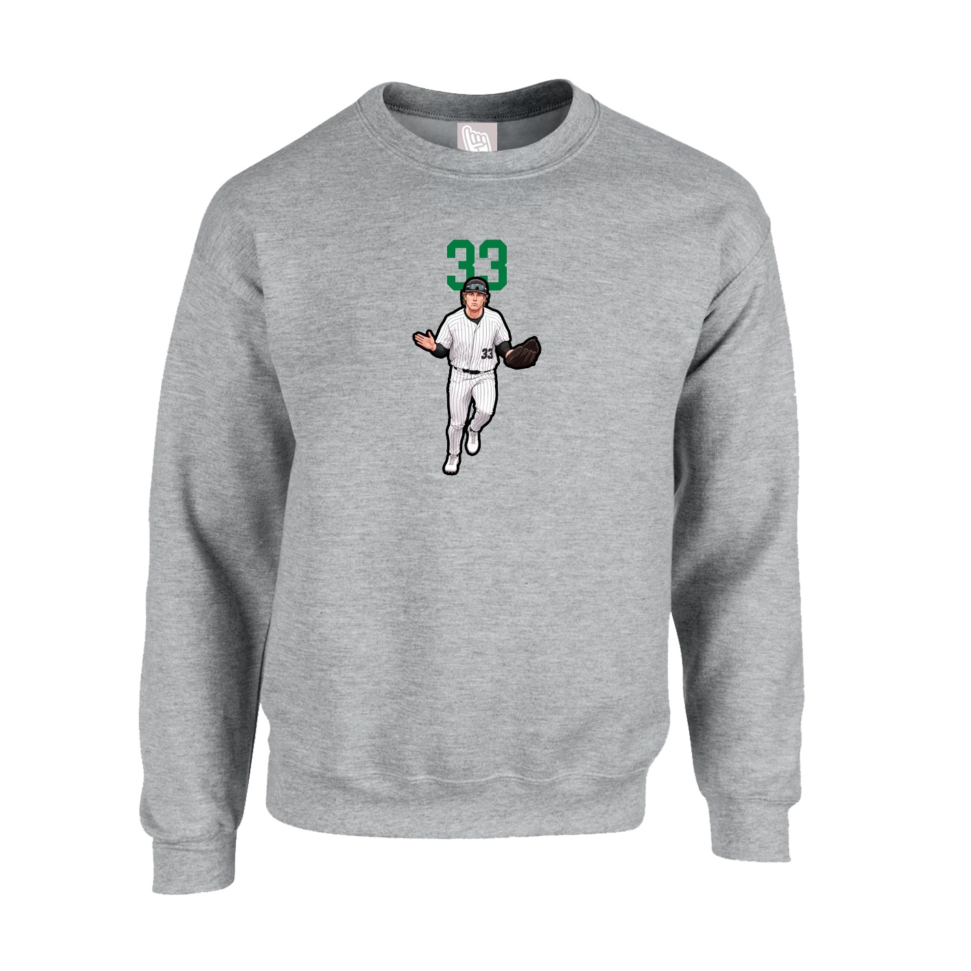 Fleece Crew — Number Top in Grey