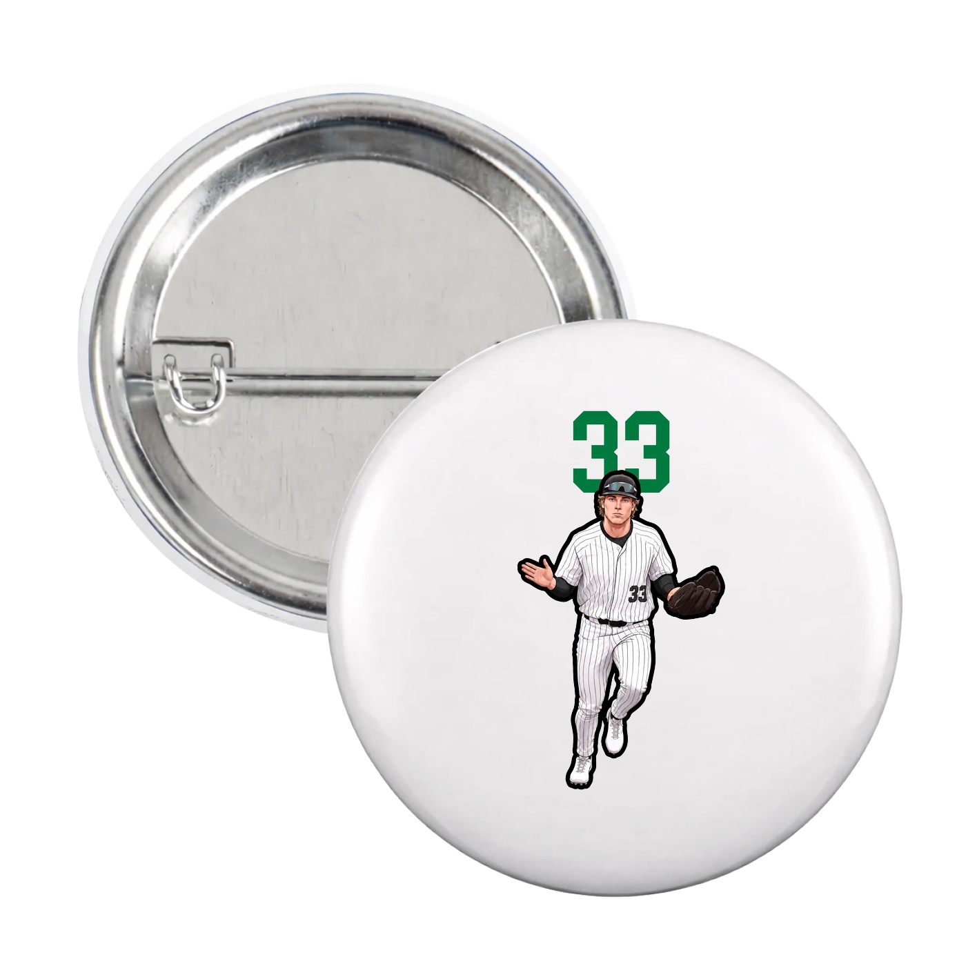 Game Day Button — Number Top in White