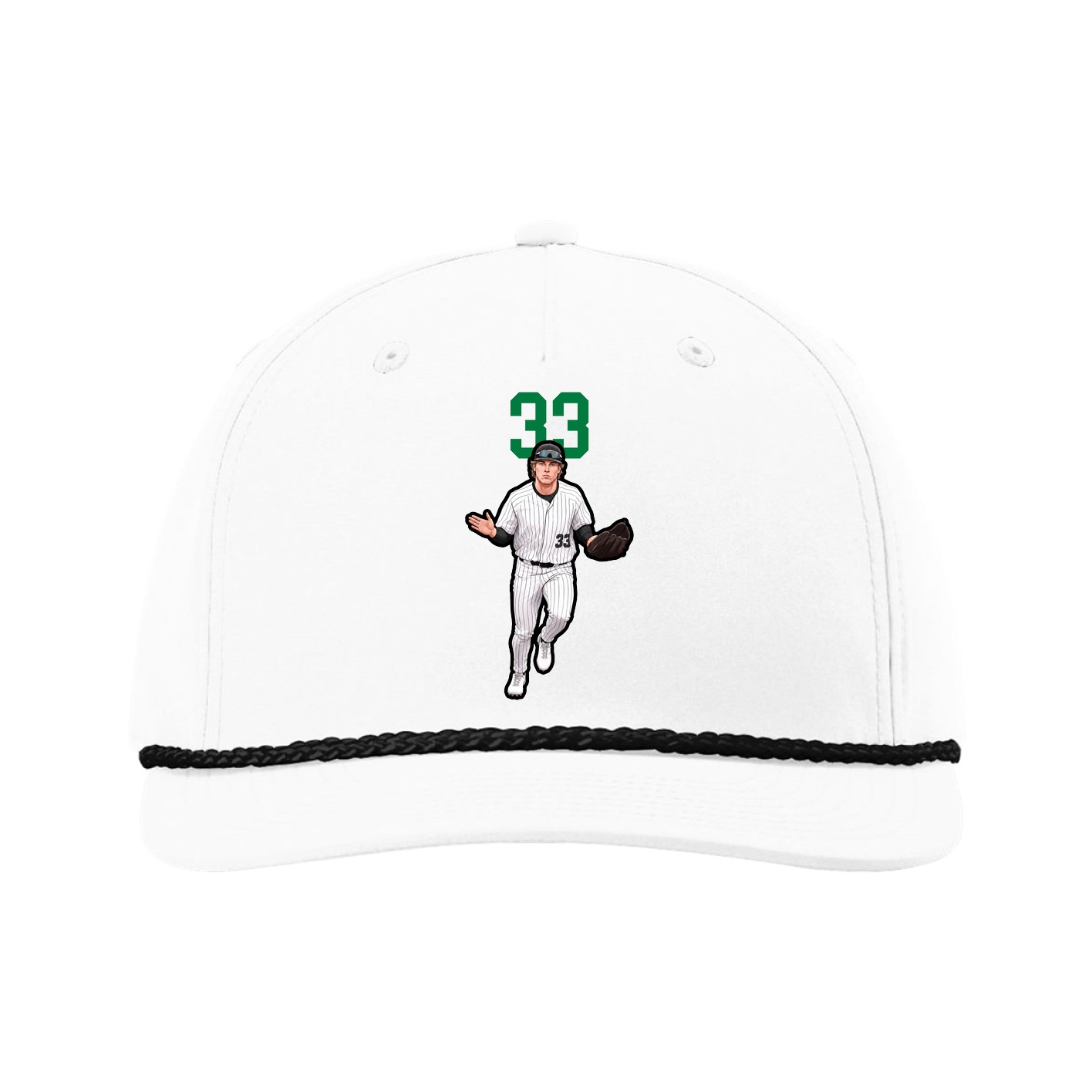 Five-Panel Classic Rope Cap — Number Top in White