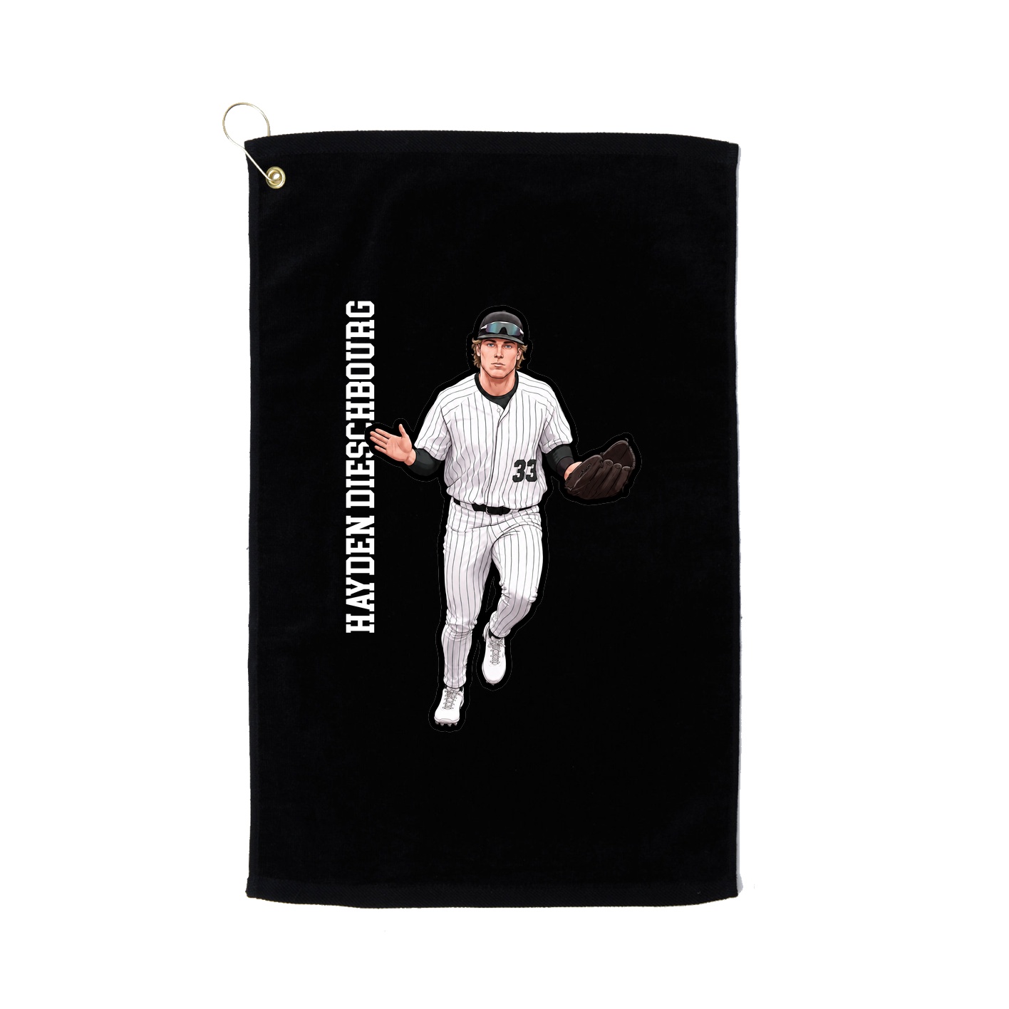 Golf Towel — Name Vertical in Black