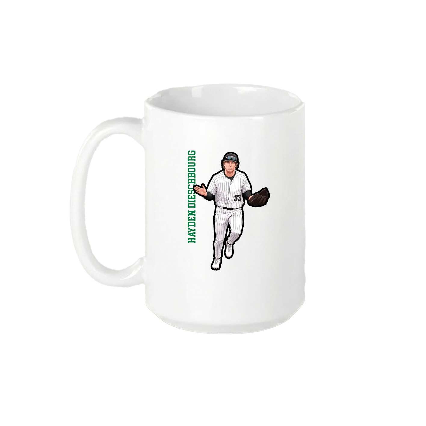15oz Coffee Mug — Name Vertical in White