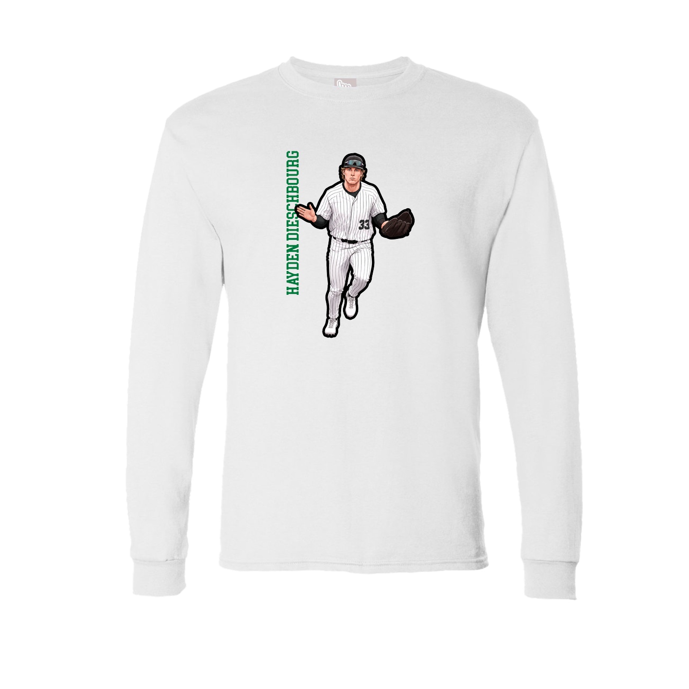 Long Sleeve Tee — Name Vertical in White