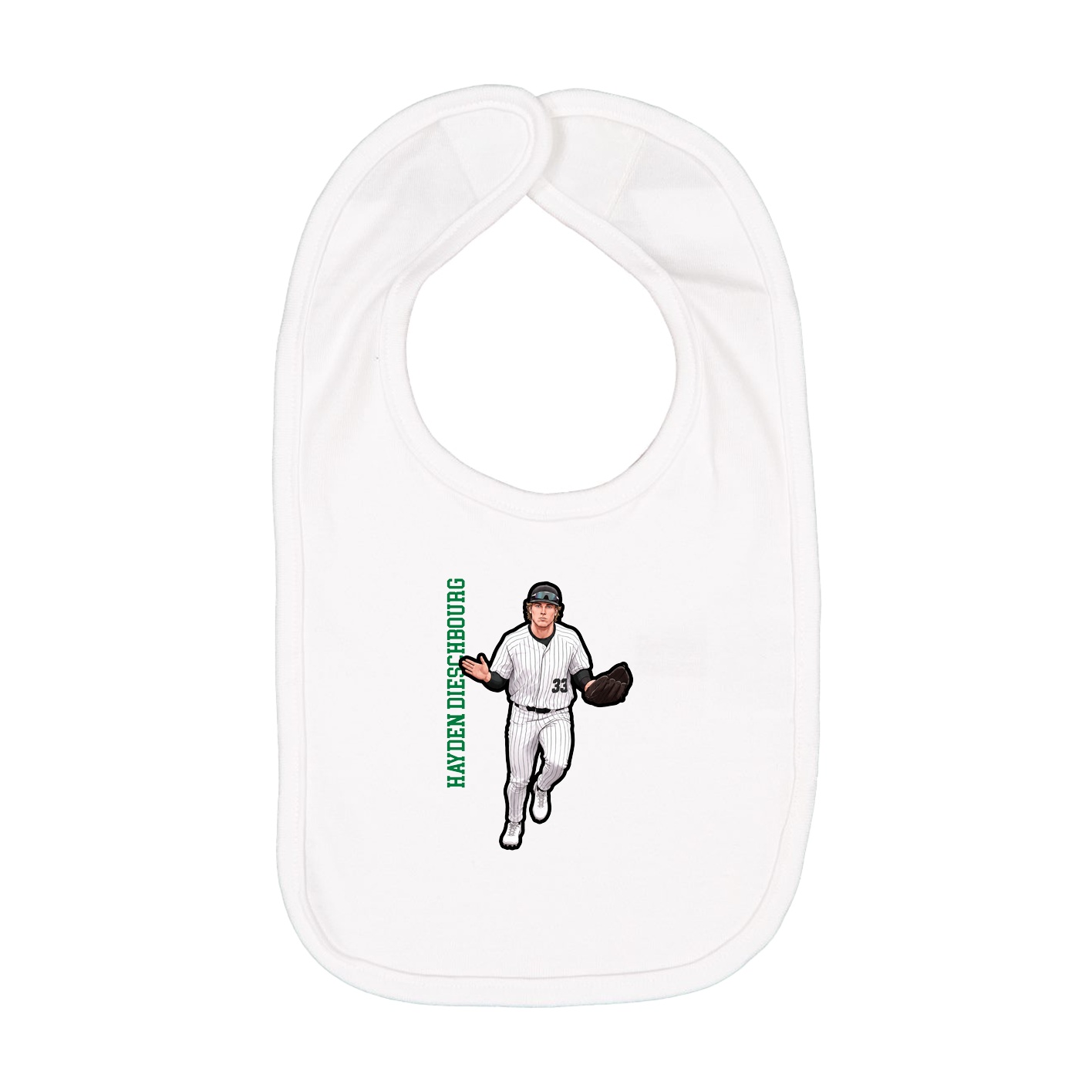 Infant Bib — Name Vertical in White