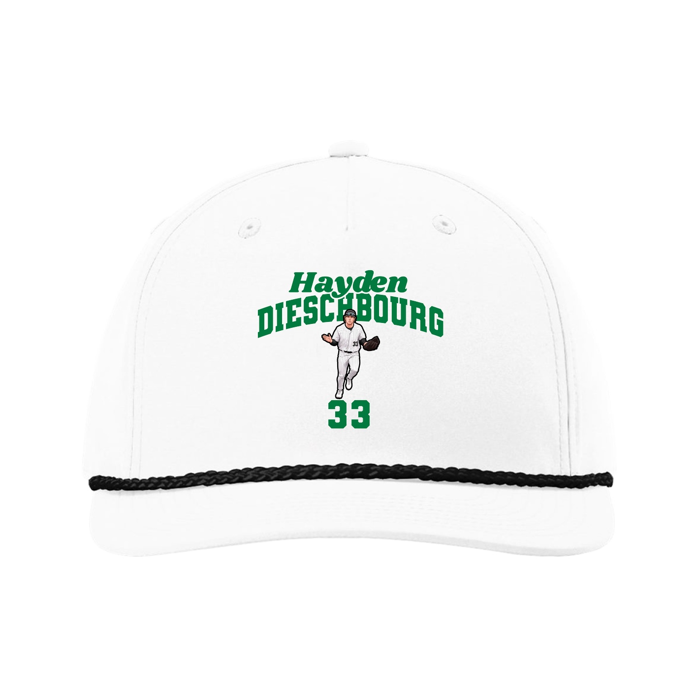 Five-Panel Classic Rope Cap — Signature Arch in White