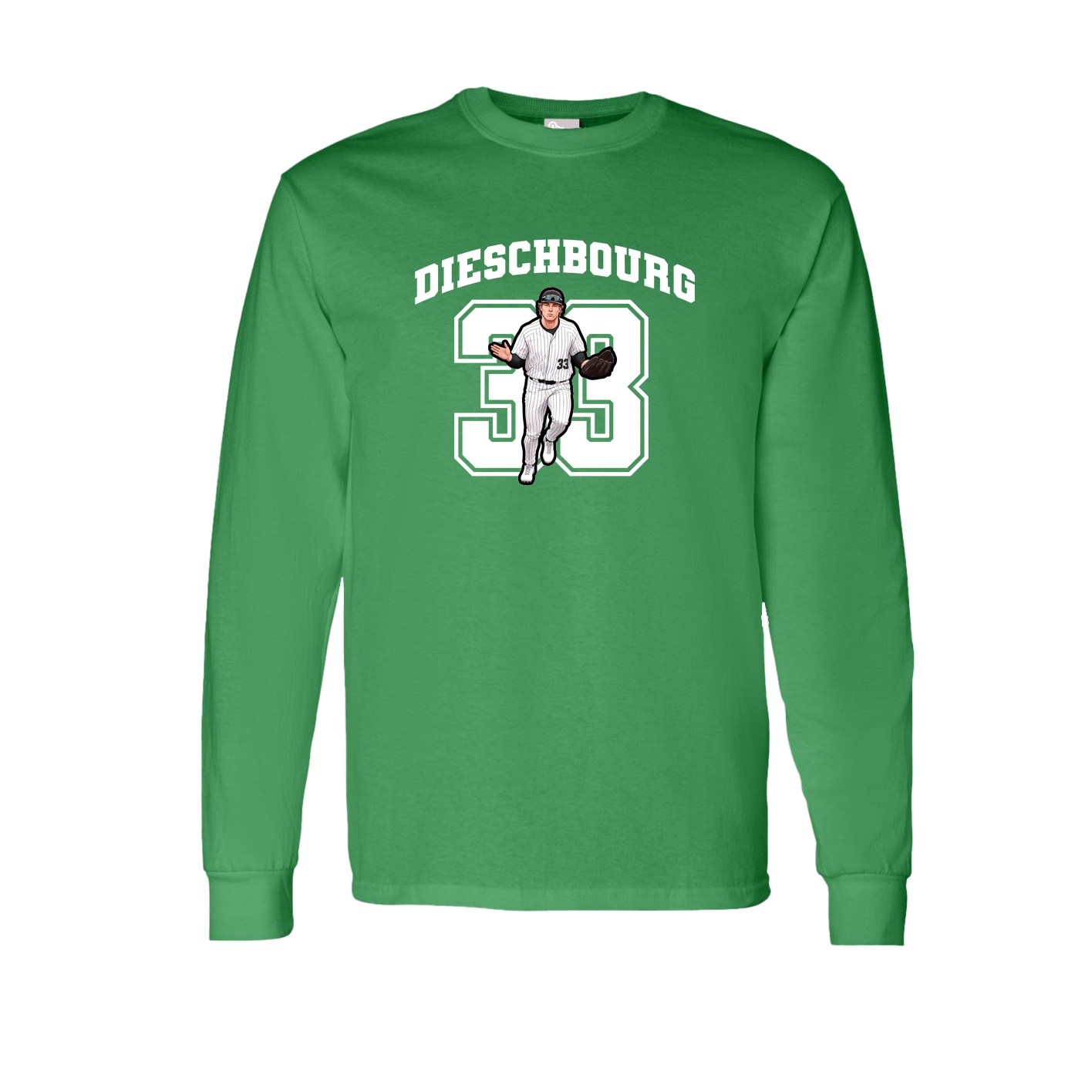 Long Sleeve Tee — Number in Green