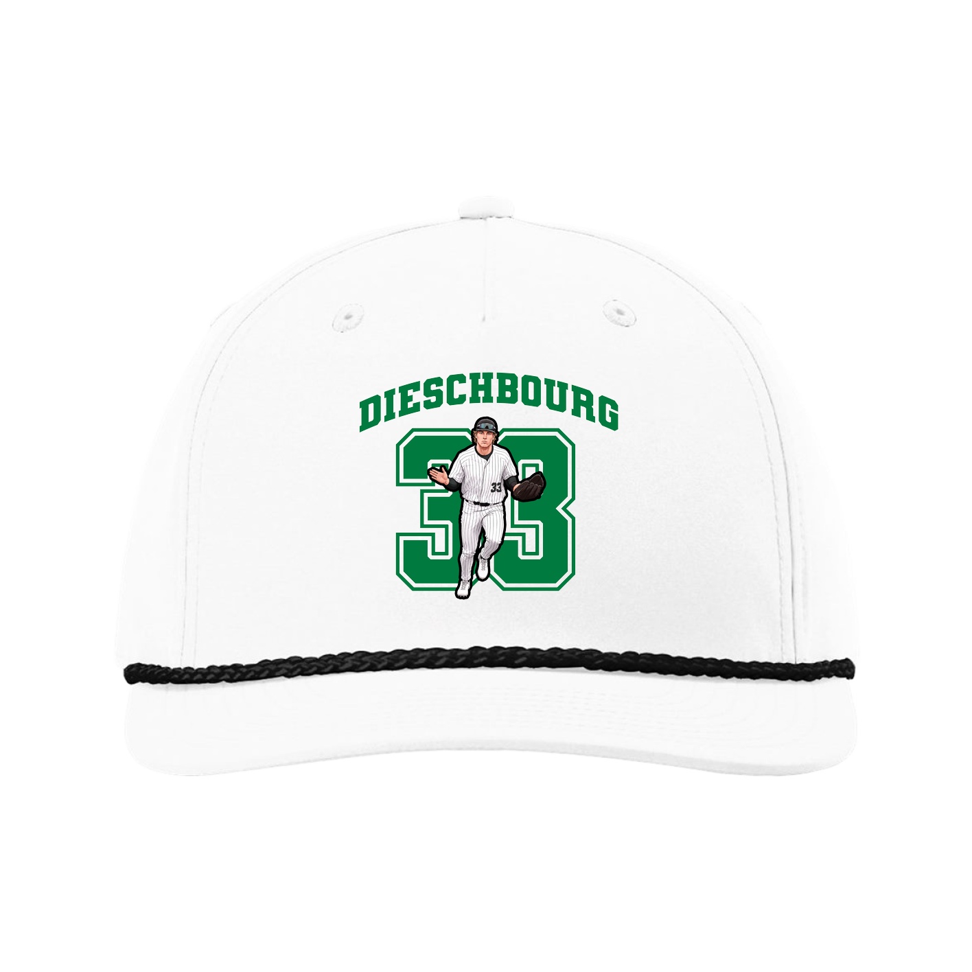Five-Panel Classic Rope Cap — Number in White