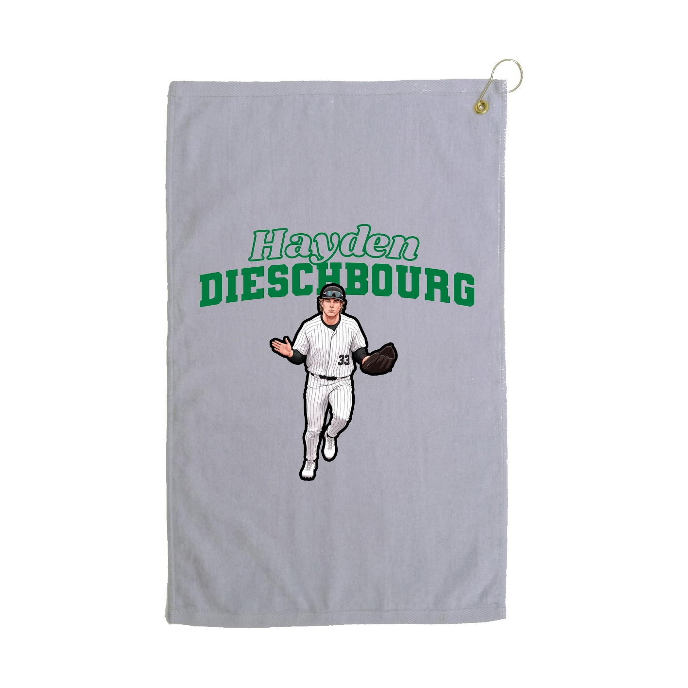 Golf Towel — Name Arch in Grey