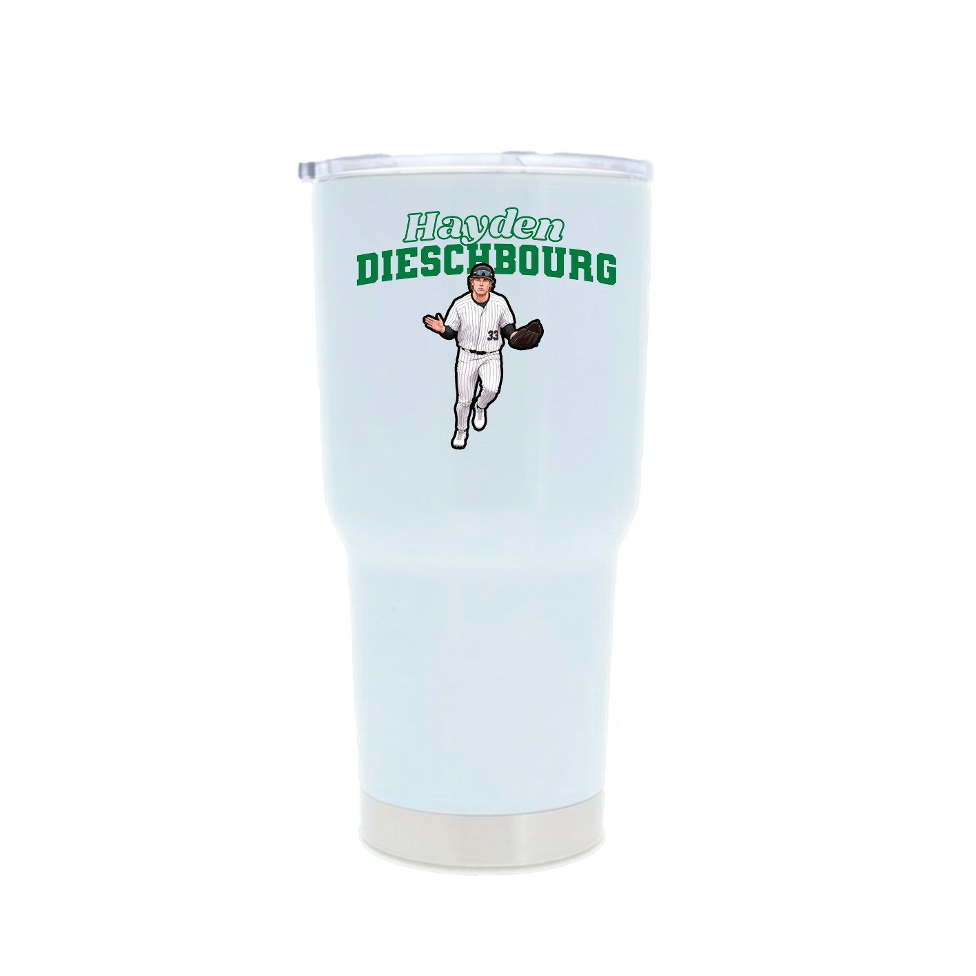 30oz Stainless Steel Tumbler — Name Arch in White