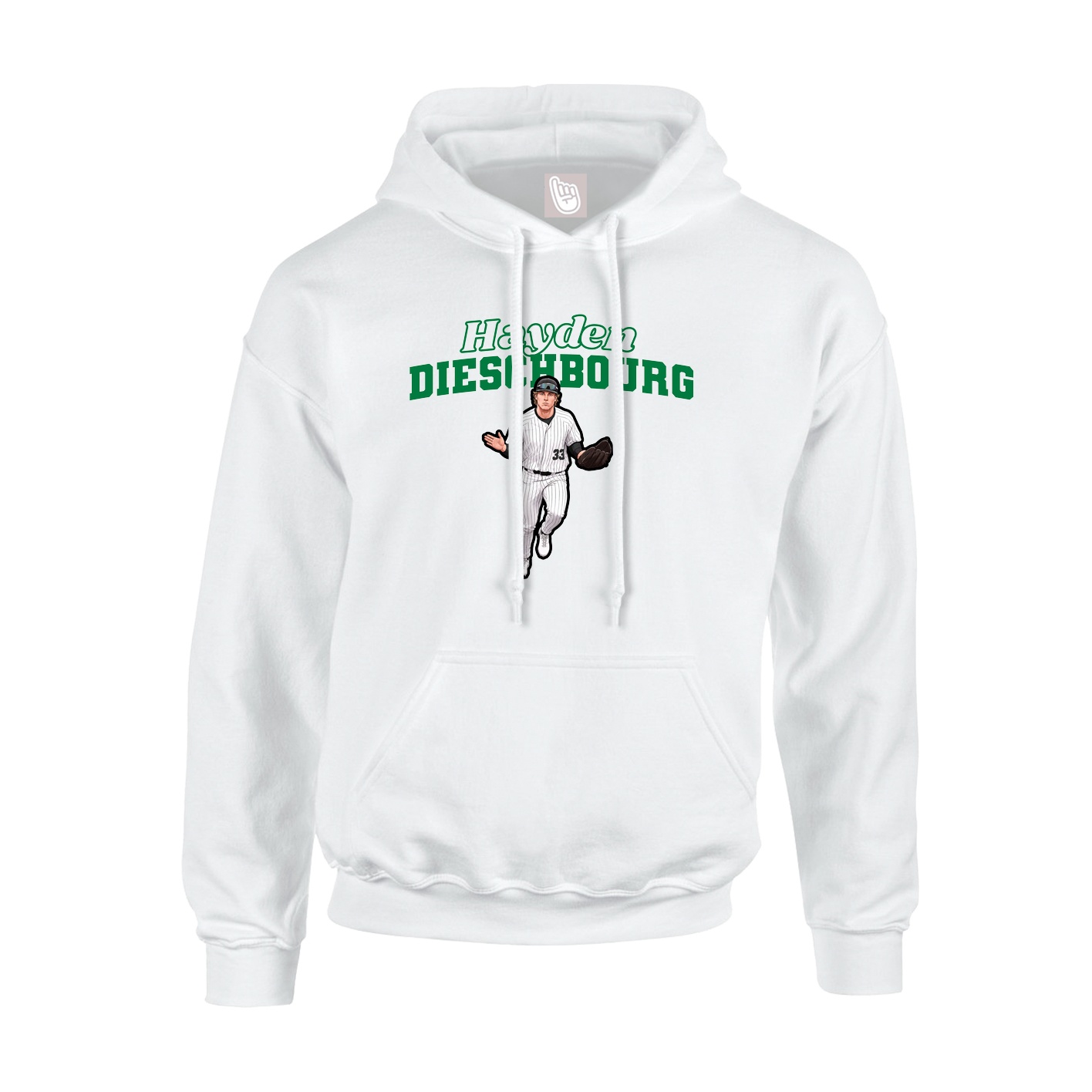 Youth Hoodie — Name Arch in White
