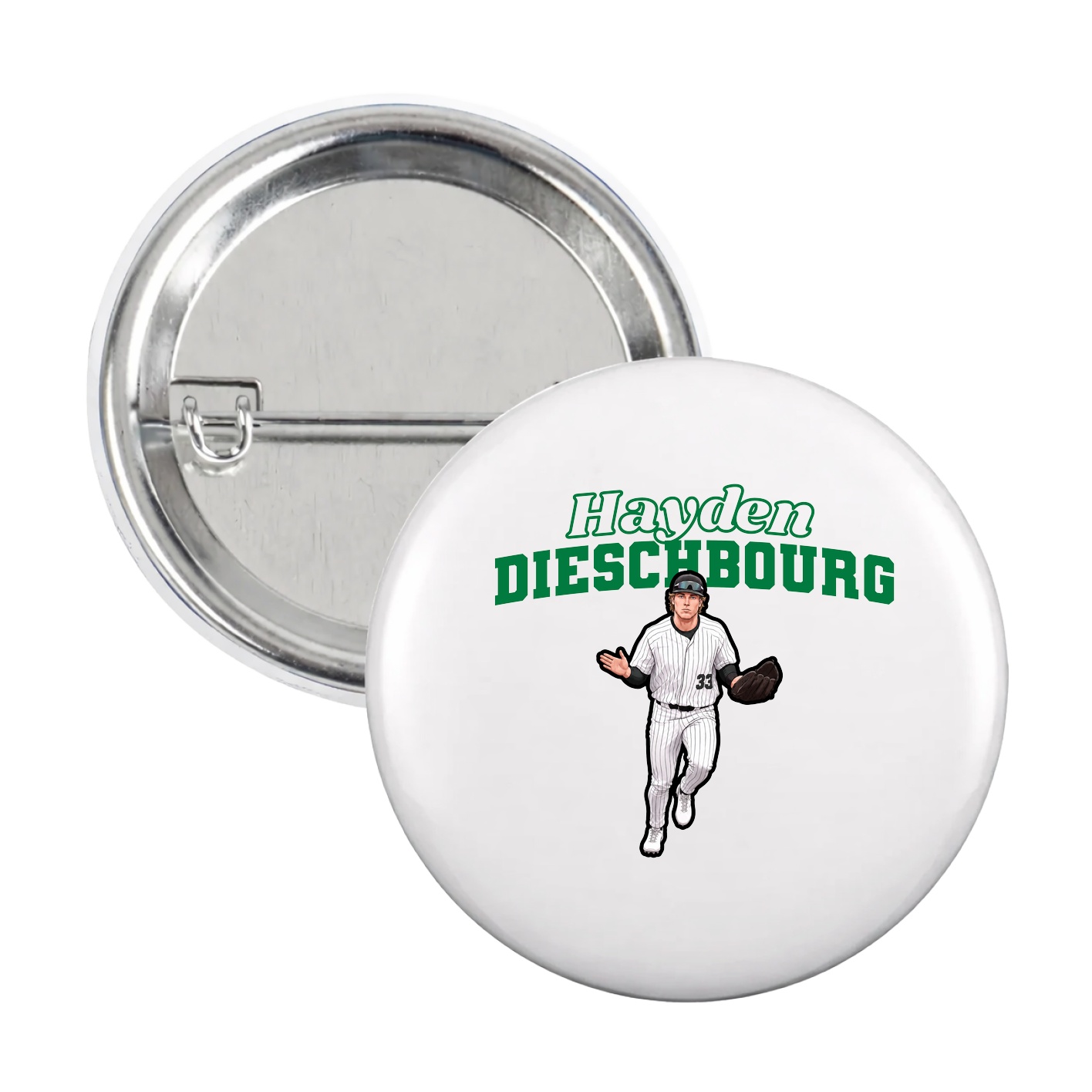 Game Day Button — Name Arch in White