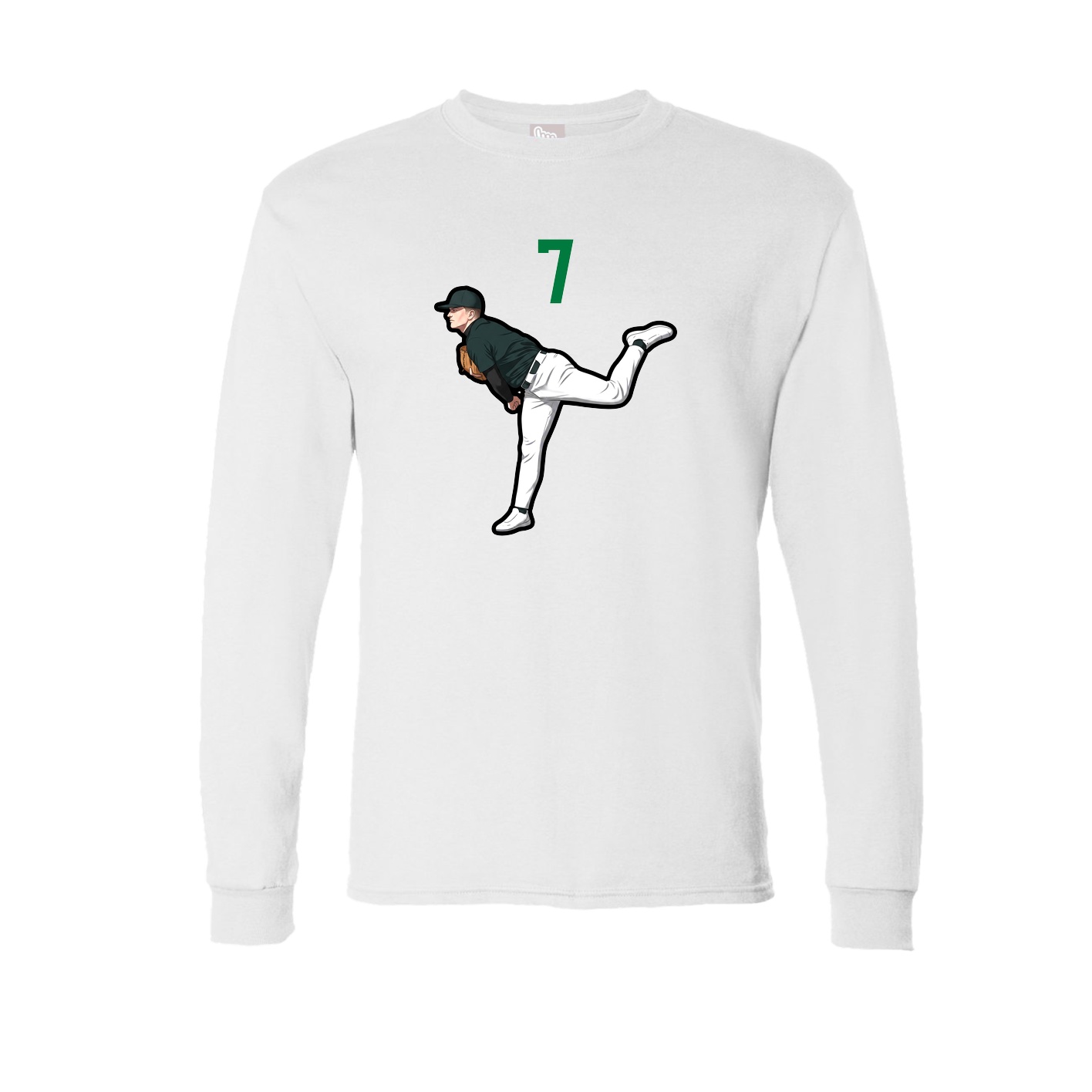 Long Sleeve Tee — Number Top in White