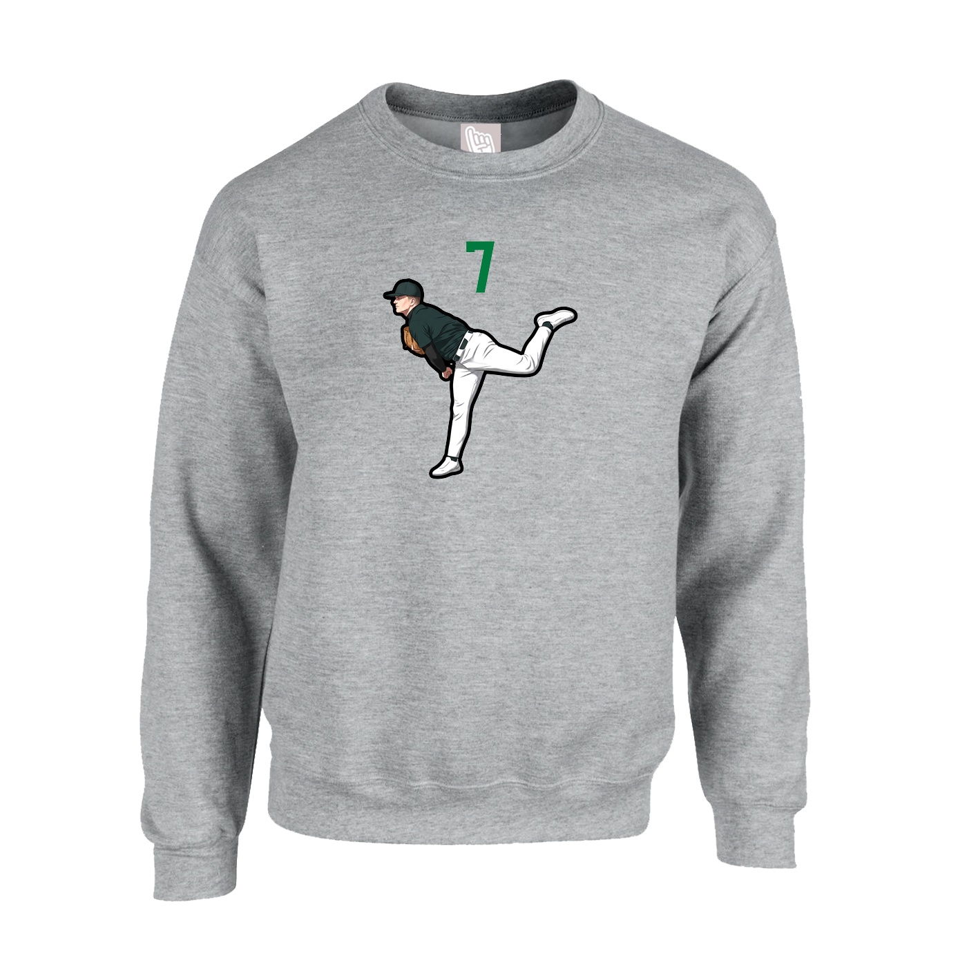 Fleece Crew — Number Top in Grey