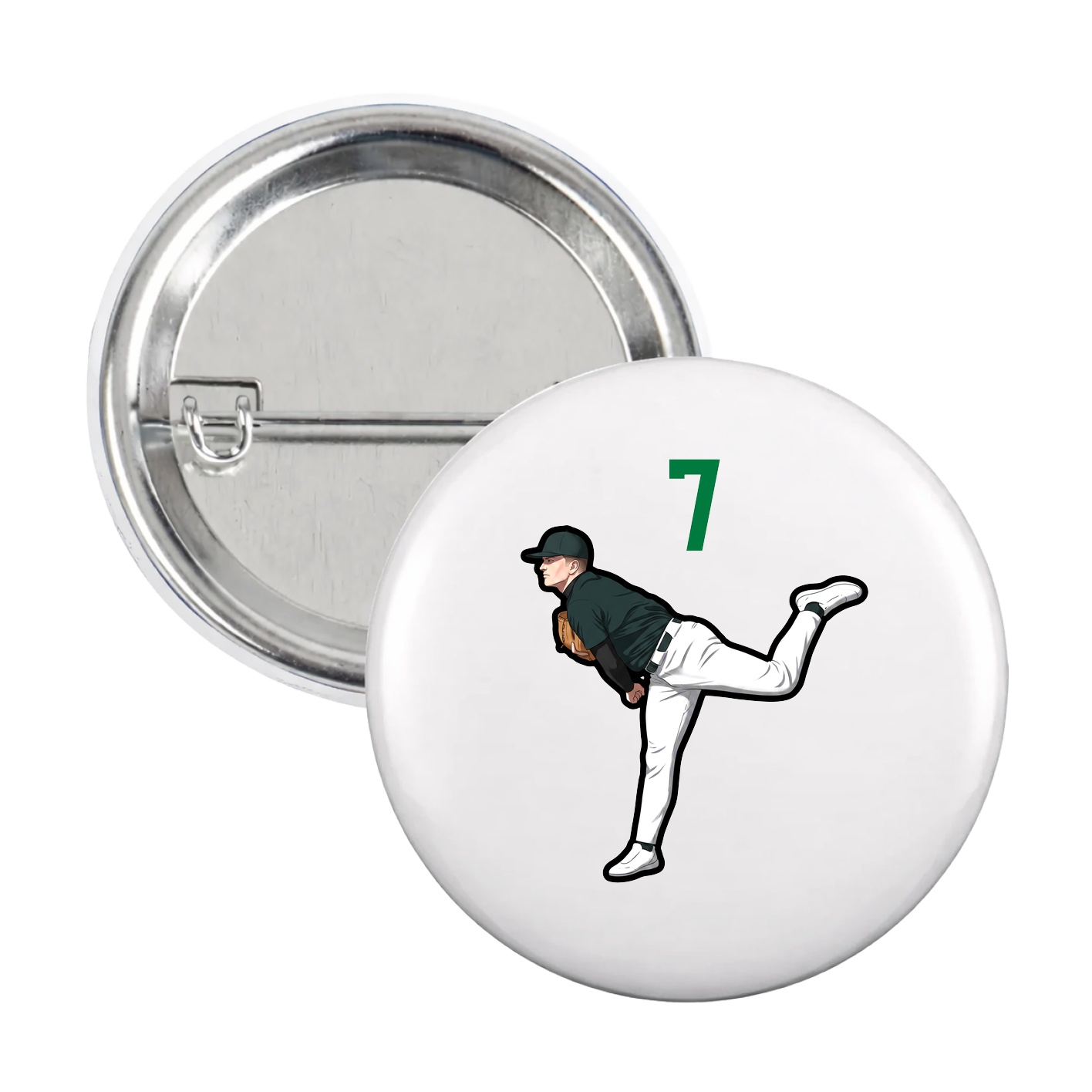 Game Day Button — Number Top in White