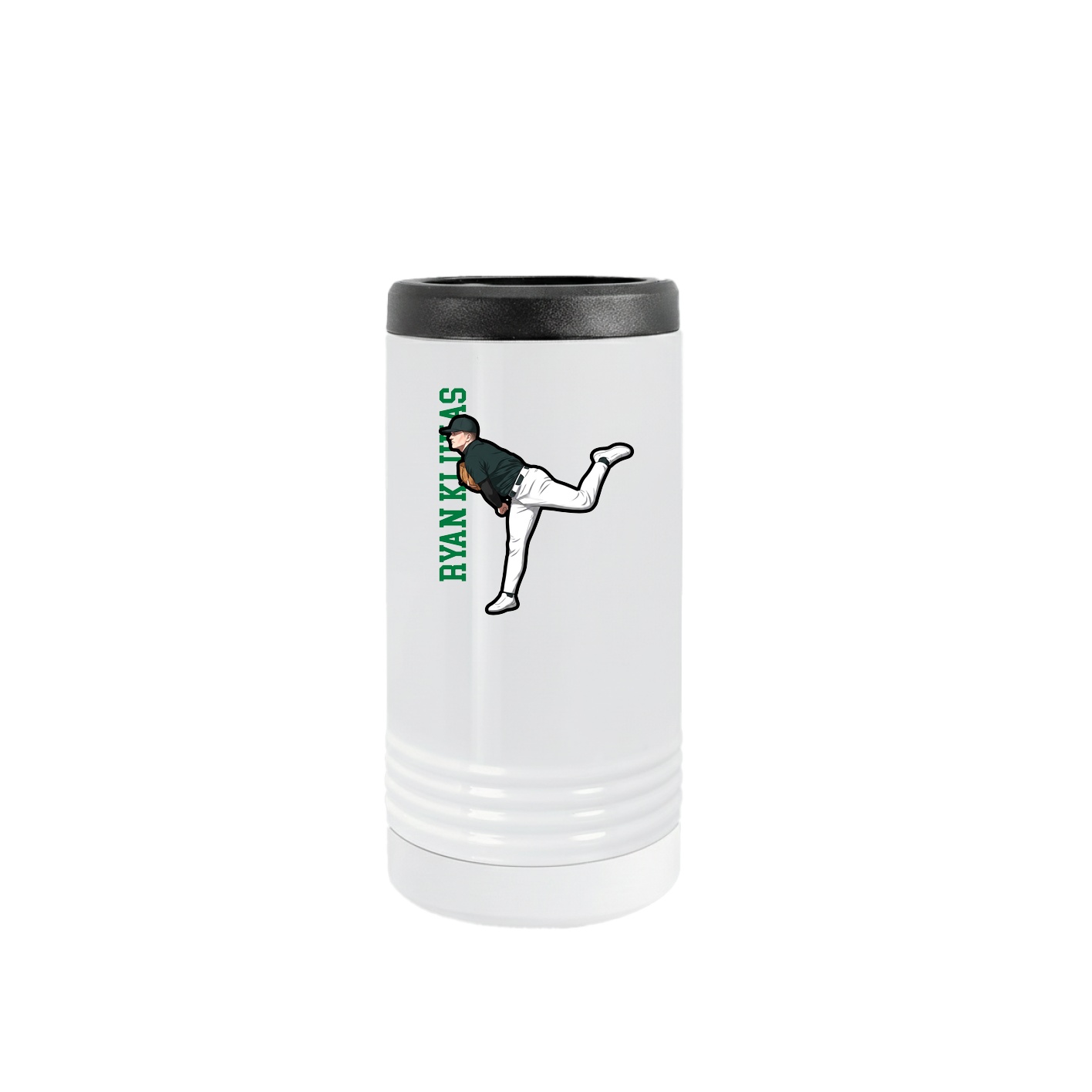 Slim Beverage Holder — Name Vertical in White