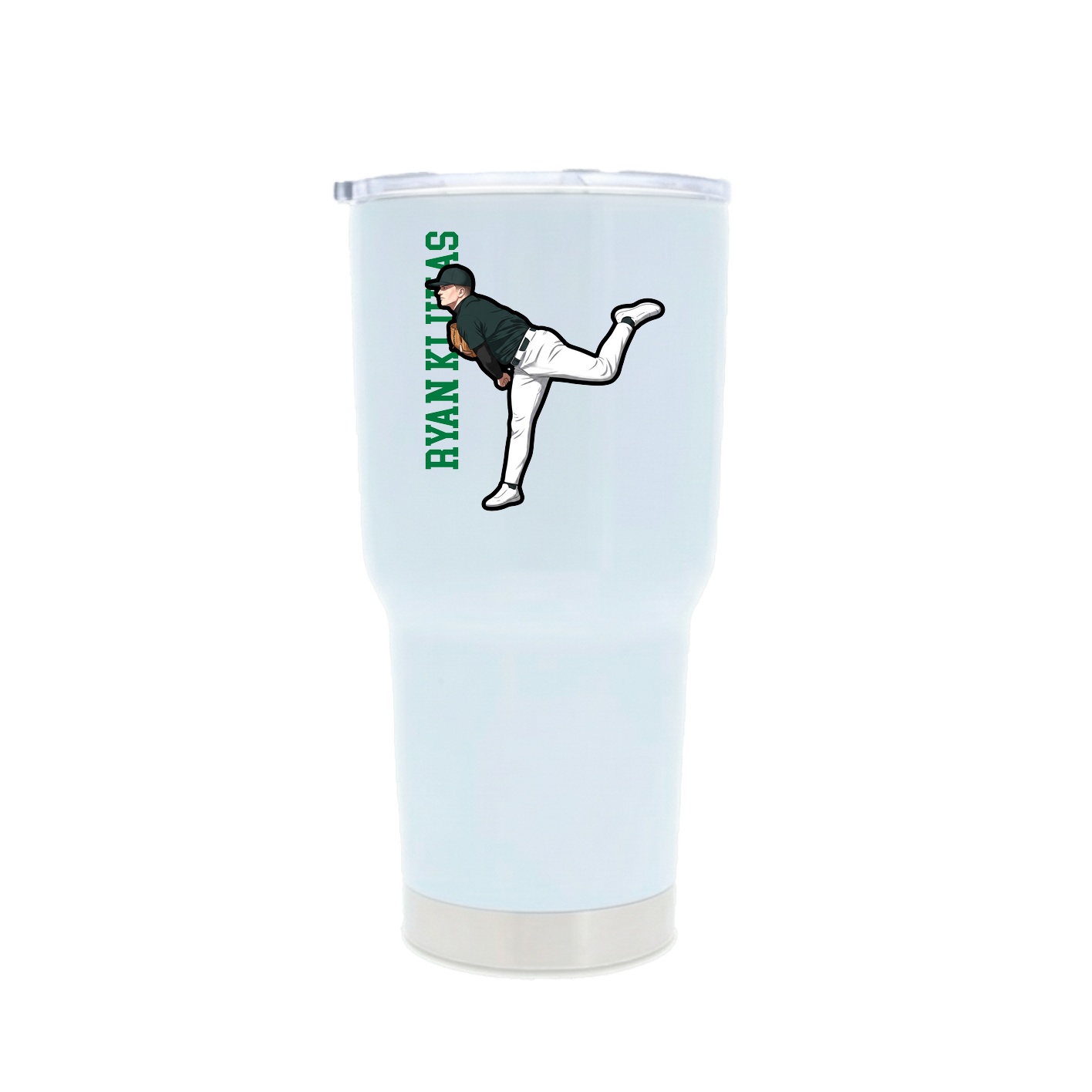 30oz Stainless Steel Tumbler — Name Vertical in White