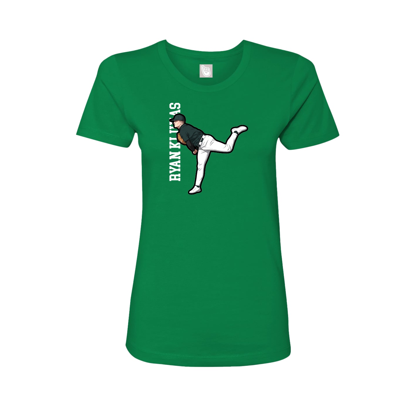 Fitted Women's Tee — Name Vertical in Green