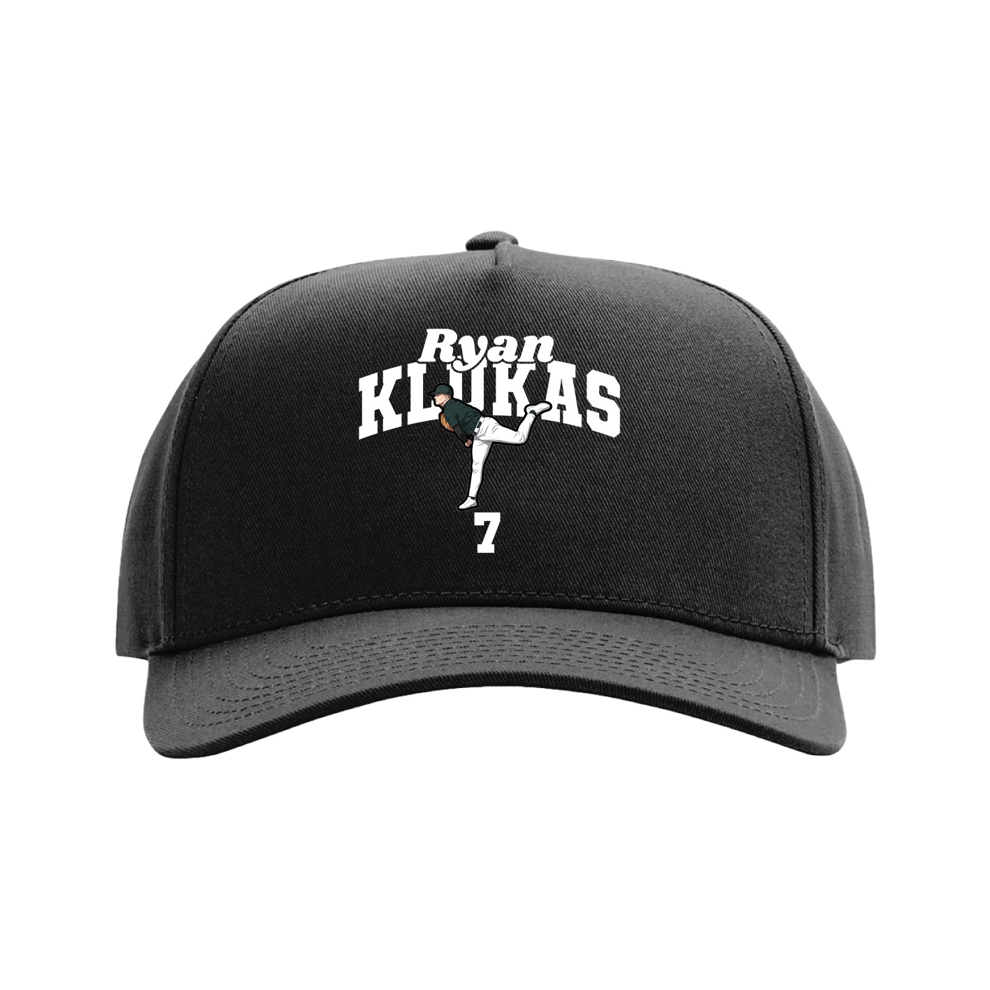 Full Fabric Five-Panel Champ Cap — Signature Arch in Black