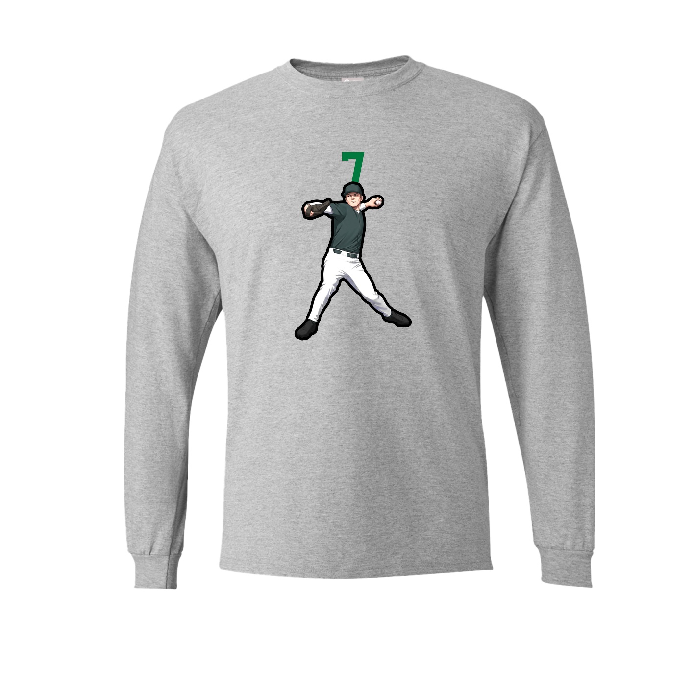 Long Sleeve Tee — Number Top in Grey
