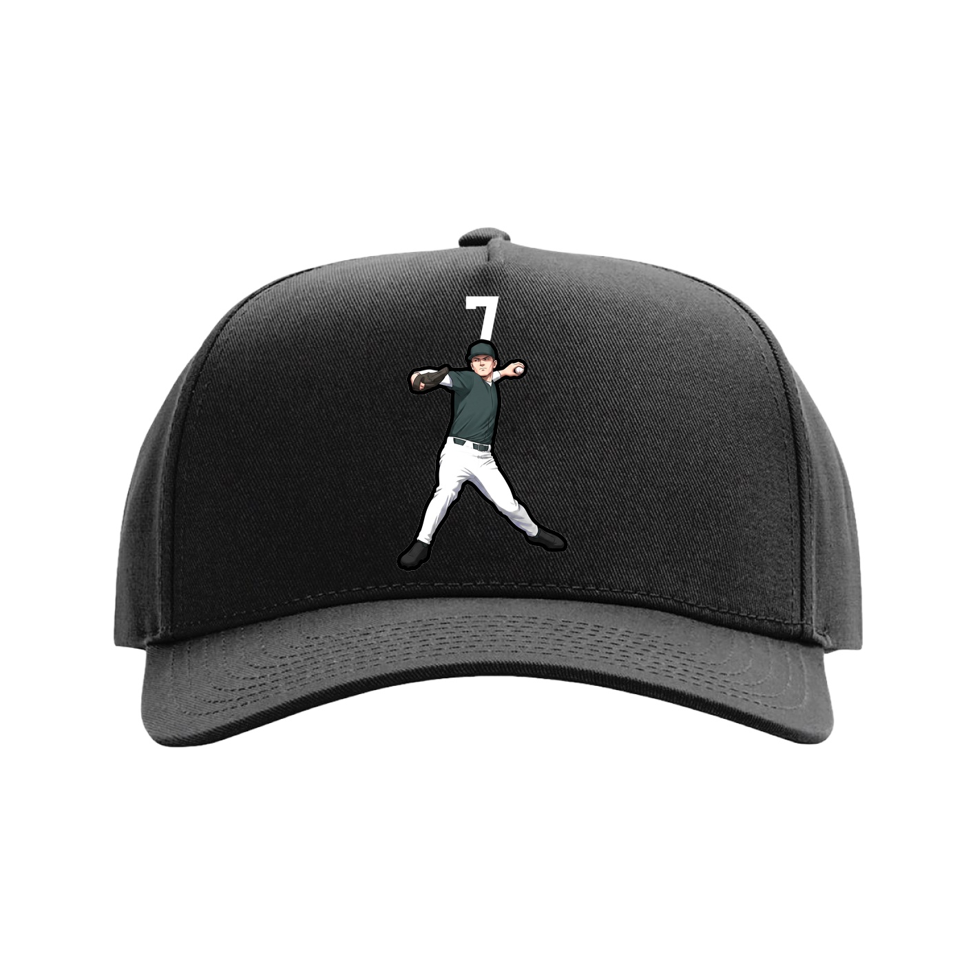 Full Fabric Five-Panel Champ Cap — Number Top in Black