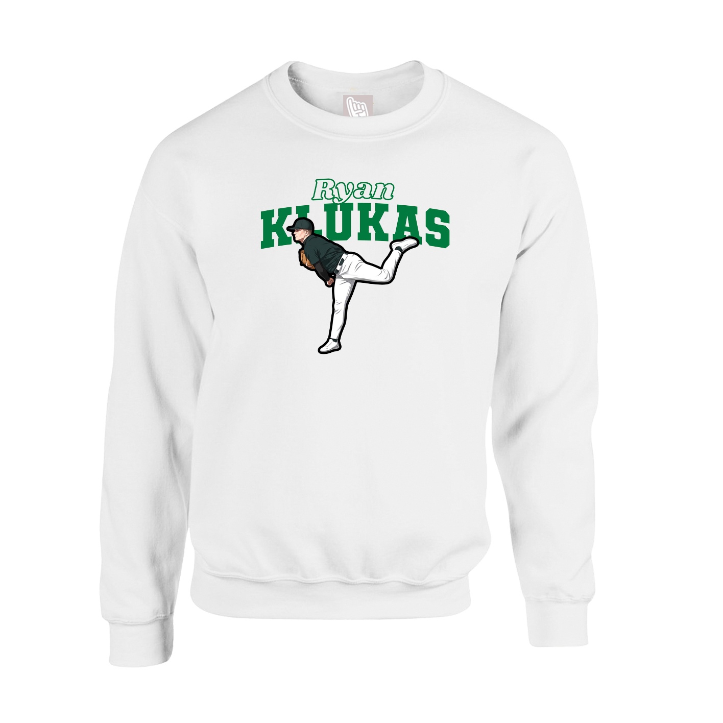 Fleece Crew — Name Arch in White