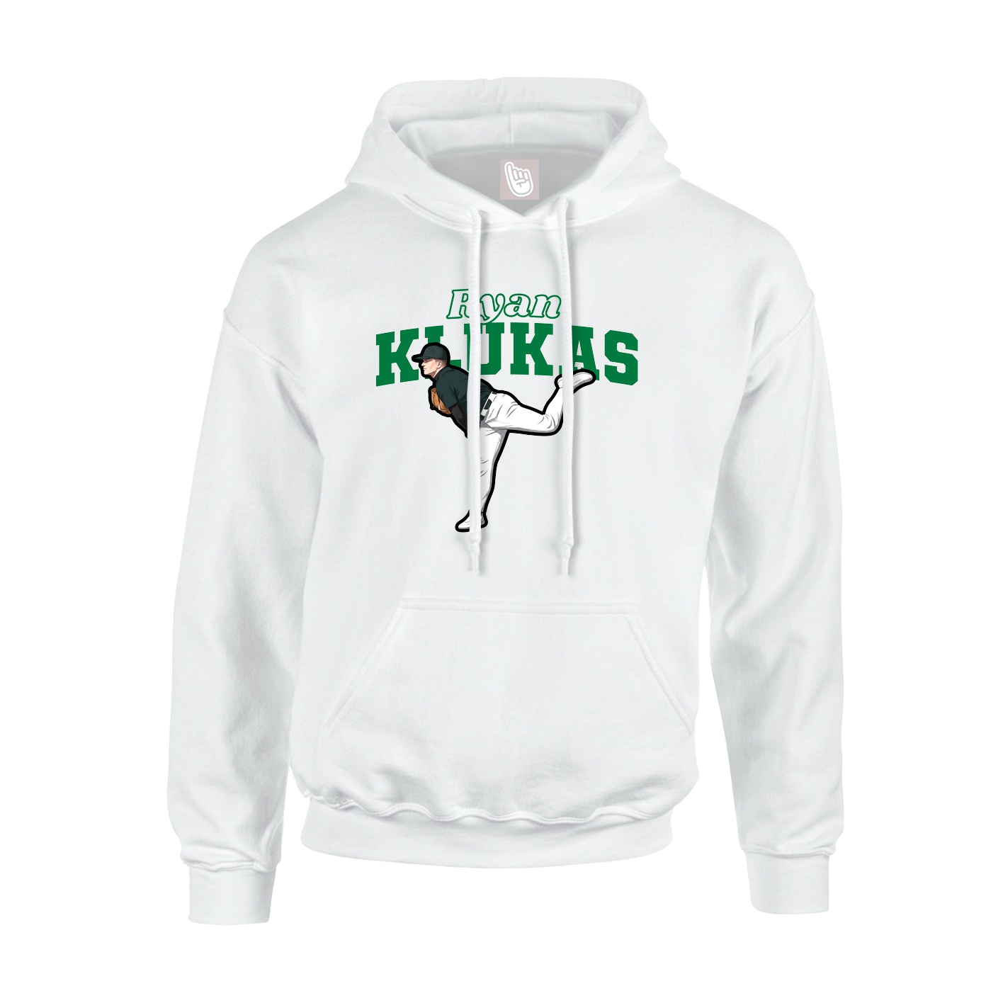 Youth Hoodie — Name Arch in White