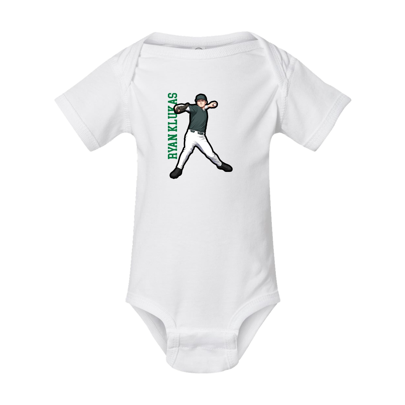Baby Onesie — Name Vertical in White