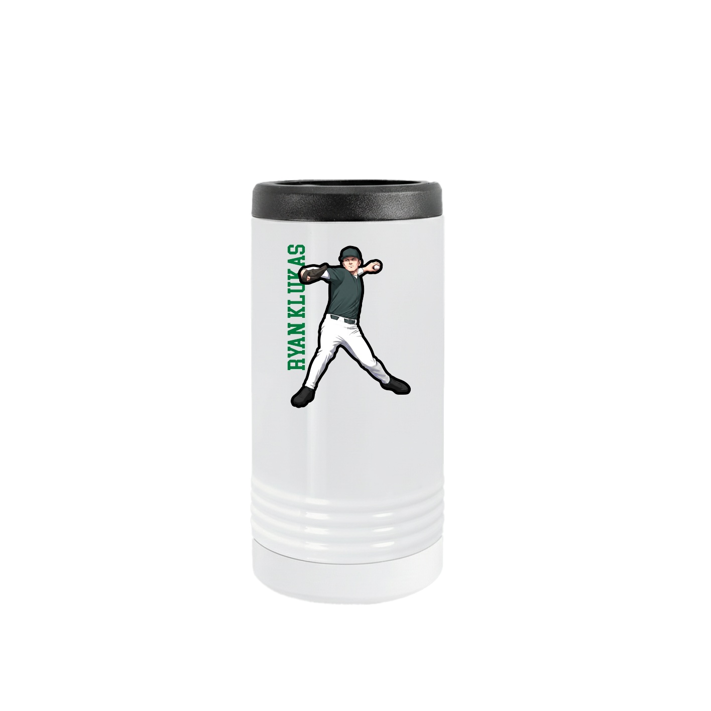 Slim Beverage Holder — Name Vertical in White