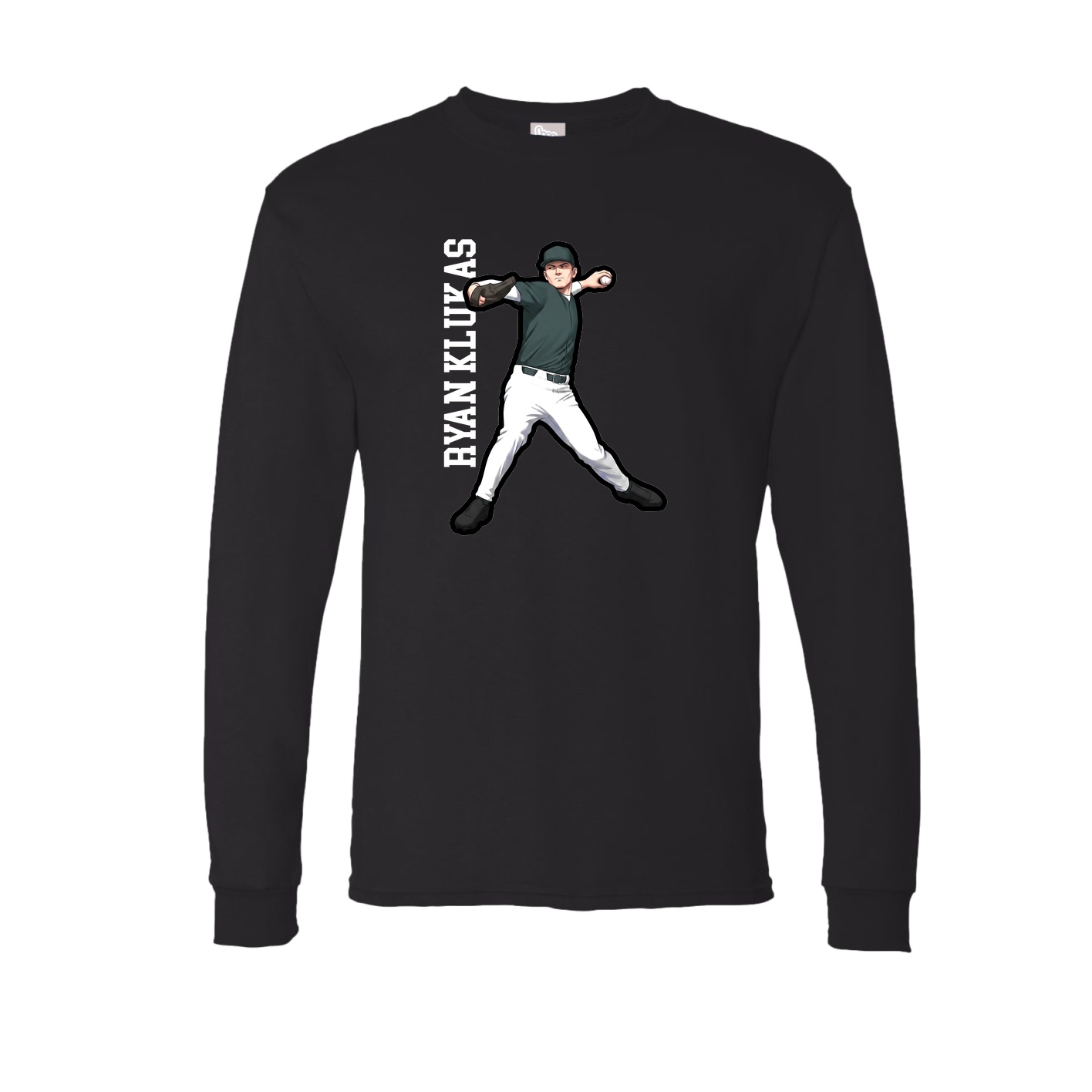 Long Sleeve Tee — Name Vertical in Black