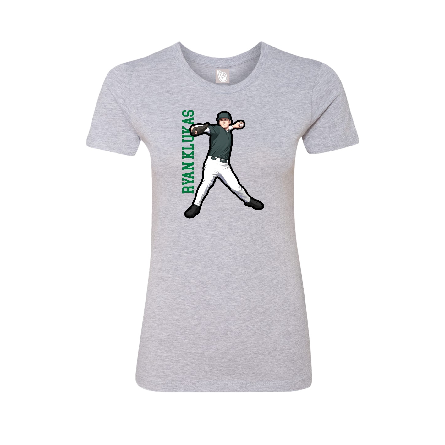 Fitted Women's Tee — Name Vertical in Grey