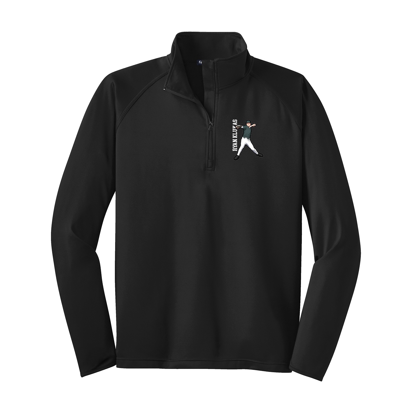 Q-Zip Pullover — Name Vertical in Black