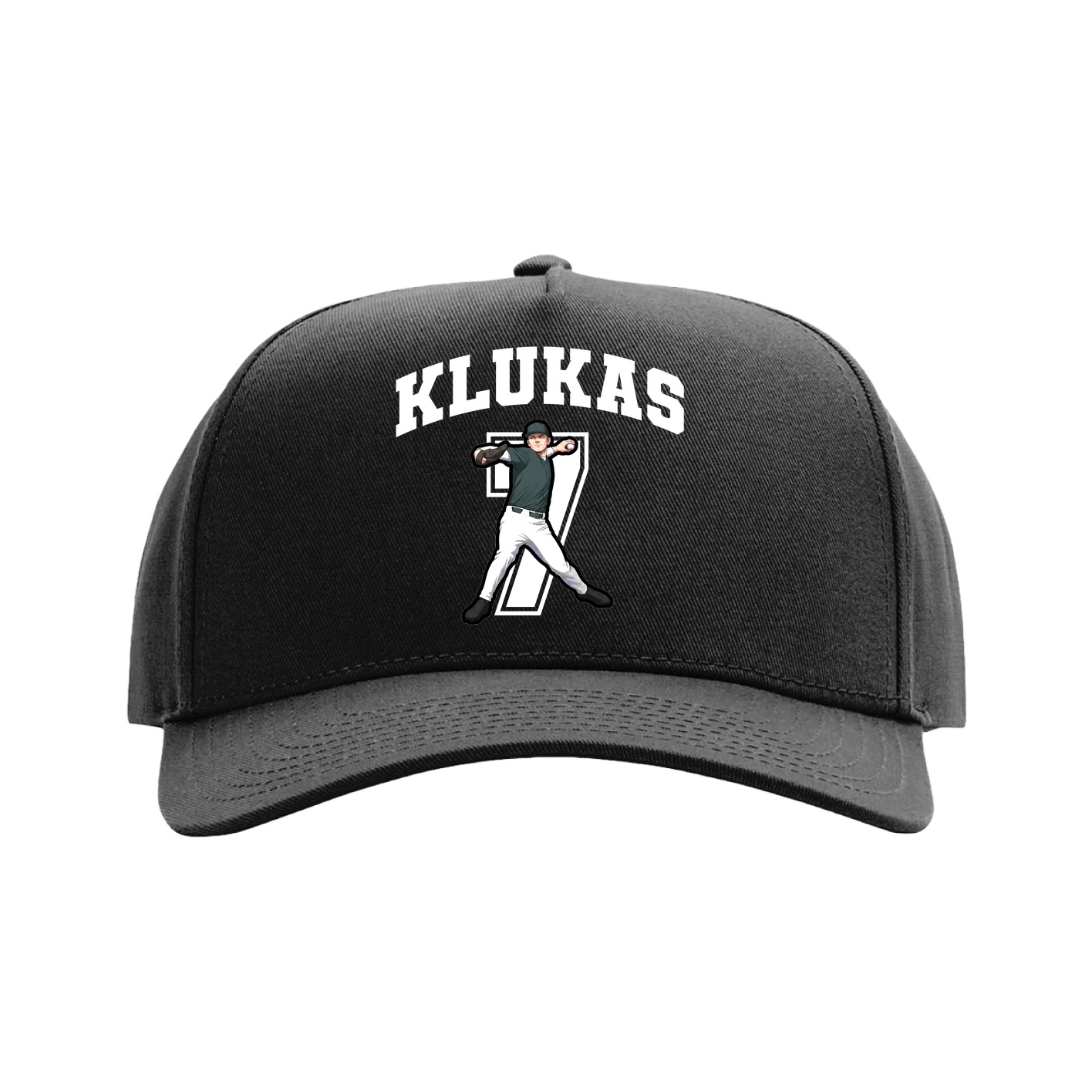 Full Fabric Five-Panel Champ Cap — Number in Black