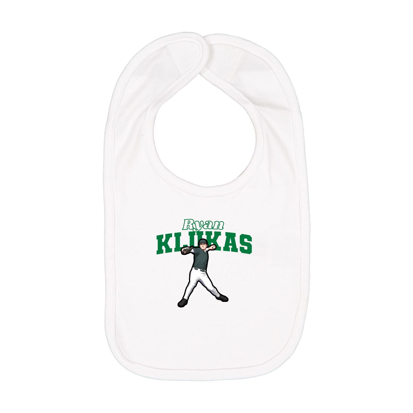 Infant Bib — Name Arch in White