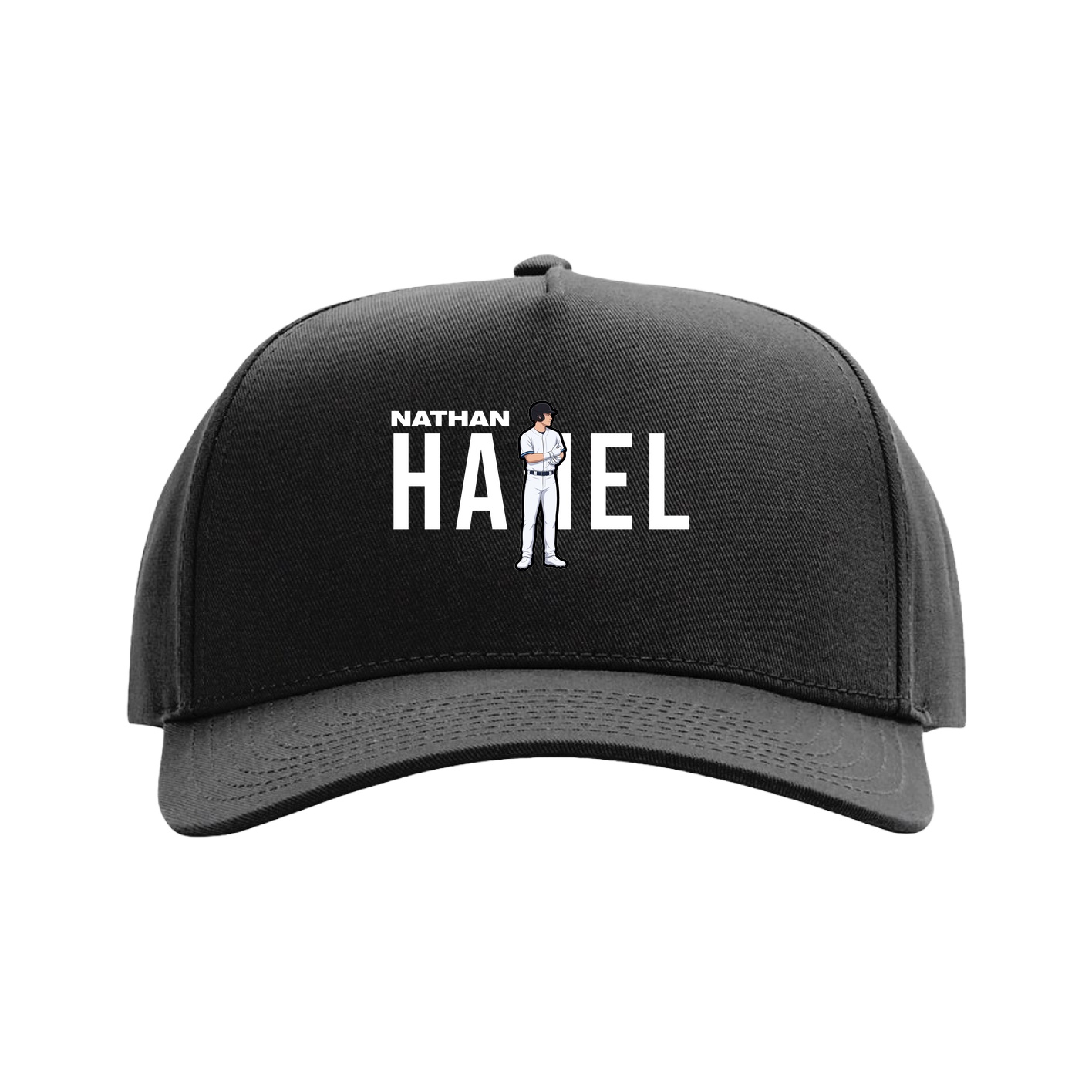 Full Fabric Five-Panel Champ Cap — Player Name in Black