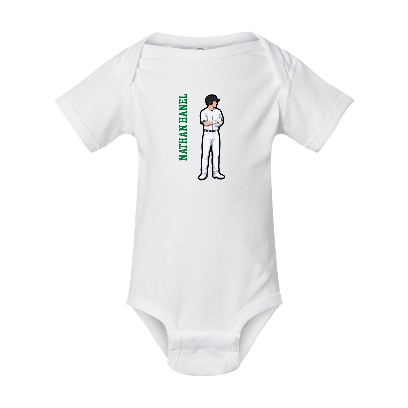 Baby Onesie — Name Vertical in White