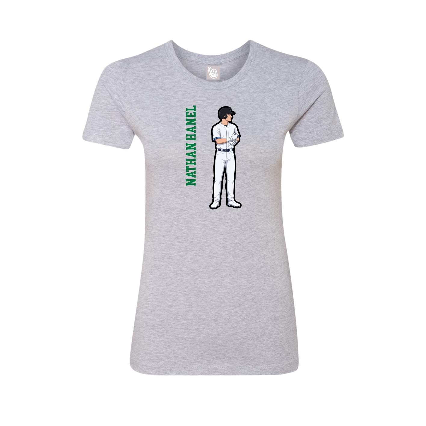 Fitted Women's Tee — Name Vertical in Grey