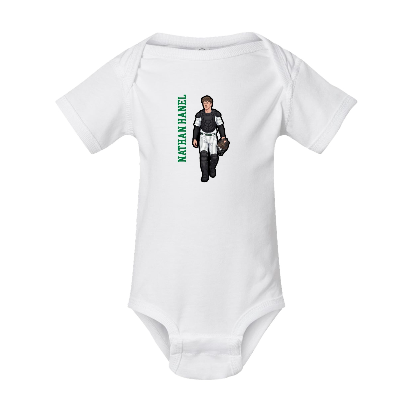 Baby Onesie — Name Vertical in White