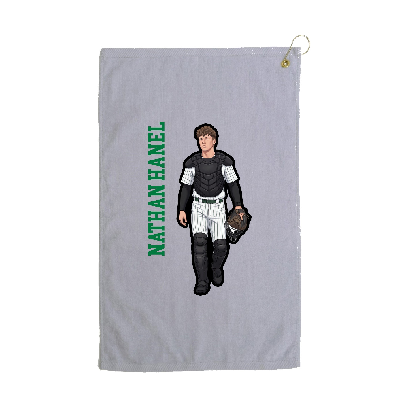 Golf Towel — Name Vertical in Grey