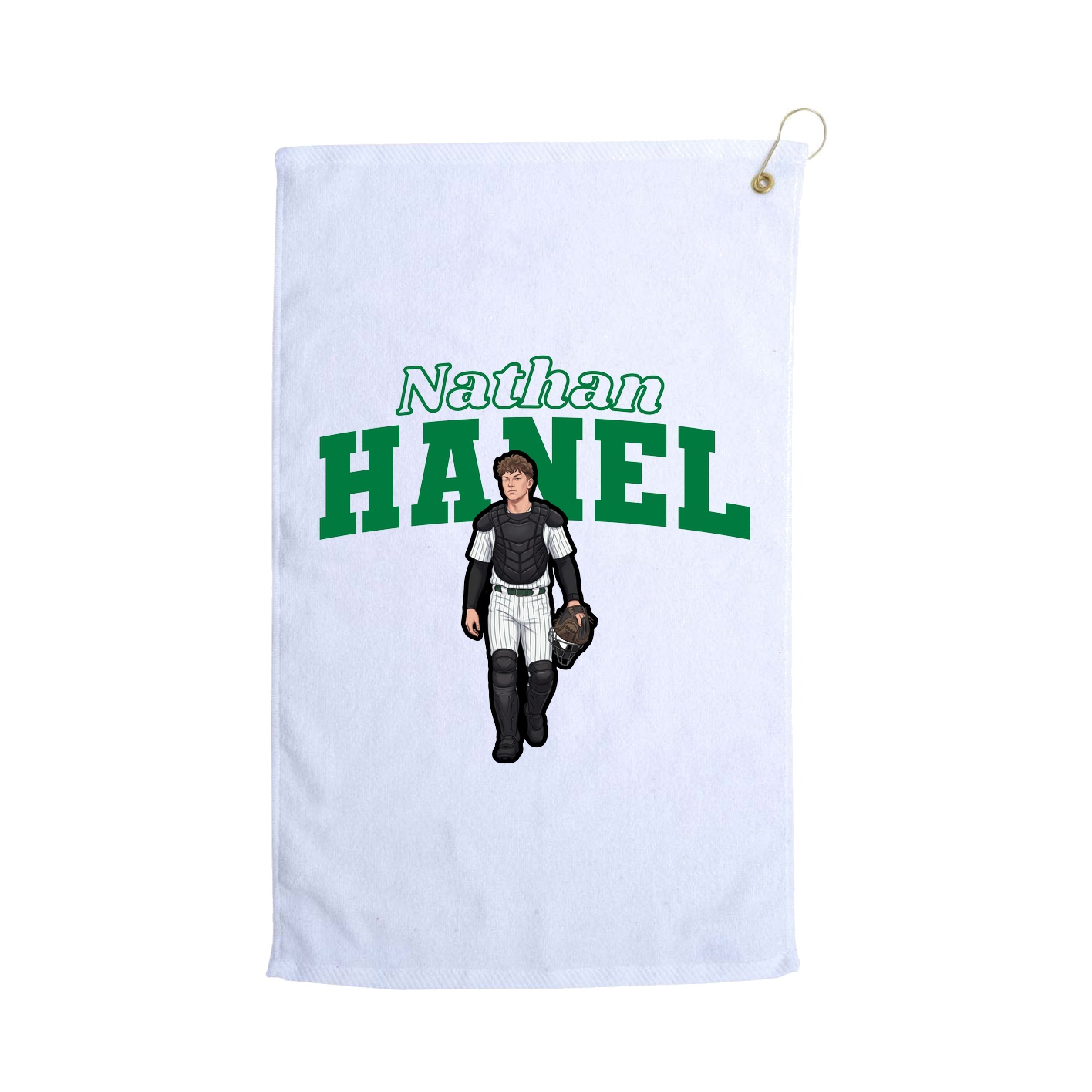 Golf Towel — Name Arch in White