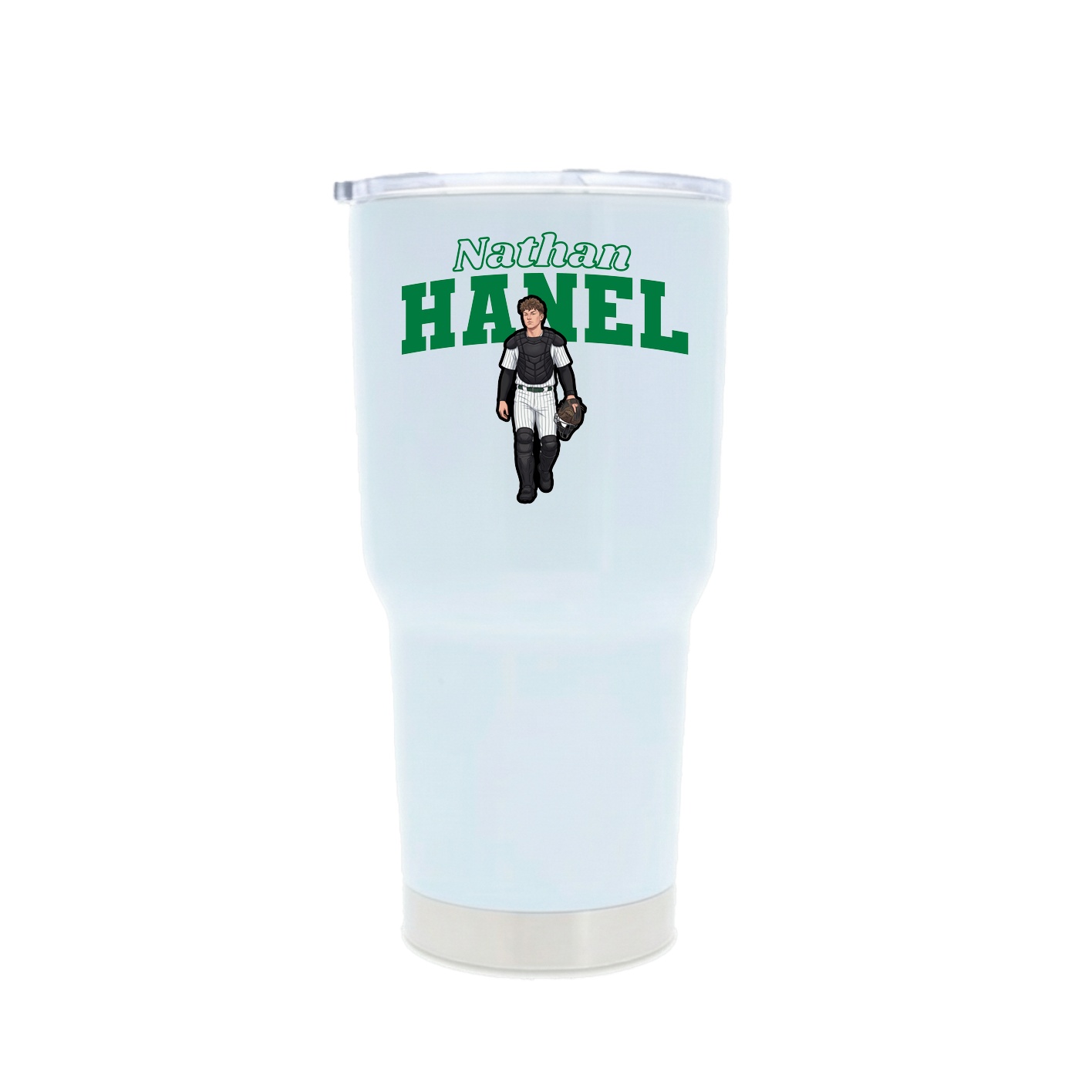 30oz Stainless Steel Tumbler — Name Arch in White