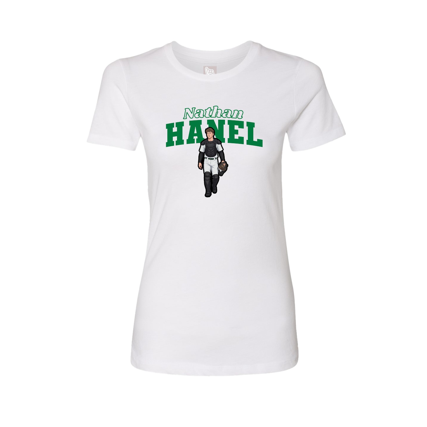 Fitted Women's Tee — Name Arch in White