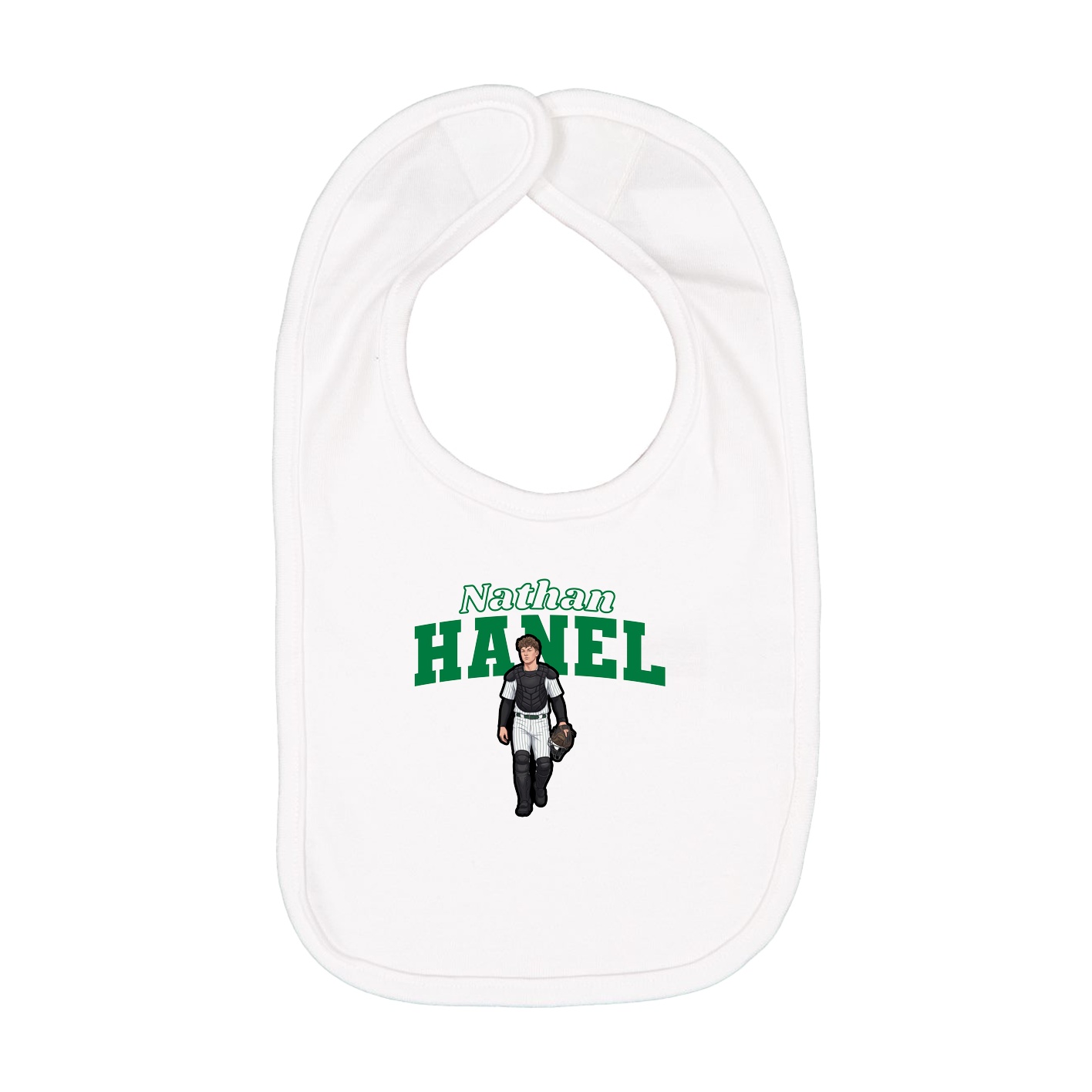 Infant Bib — Name Arch in White