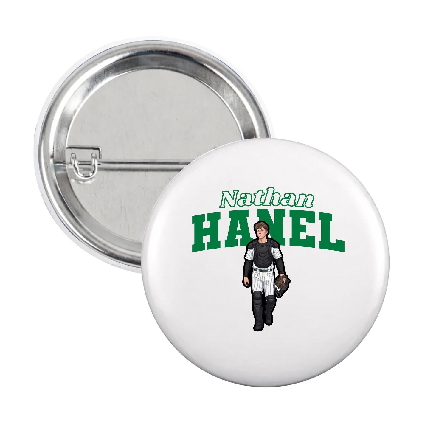 Game Day Button — Name Arch in White