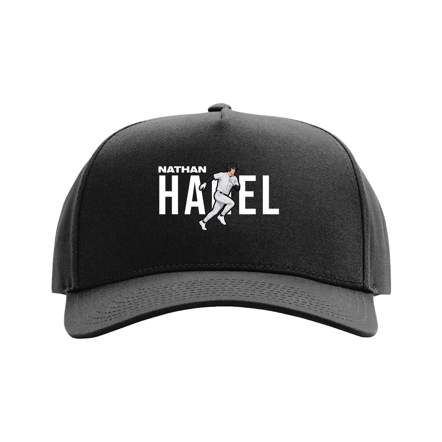 Full Fabric Five-Panel Champ Cap — Player Name in Black