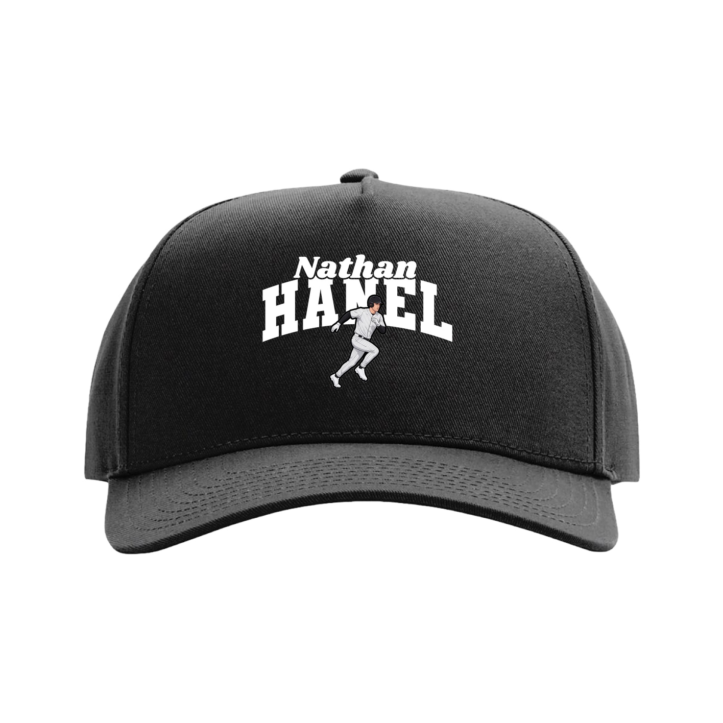Full Fabric Five-Panel Champ Cap — Signature Arch in Black