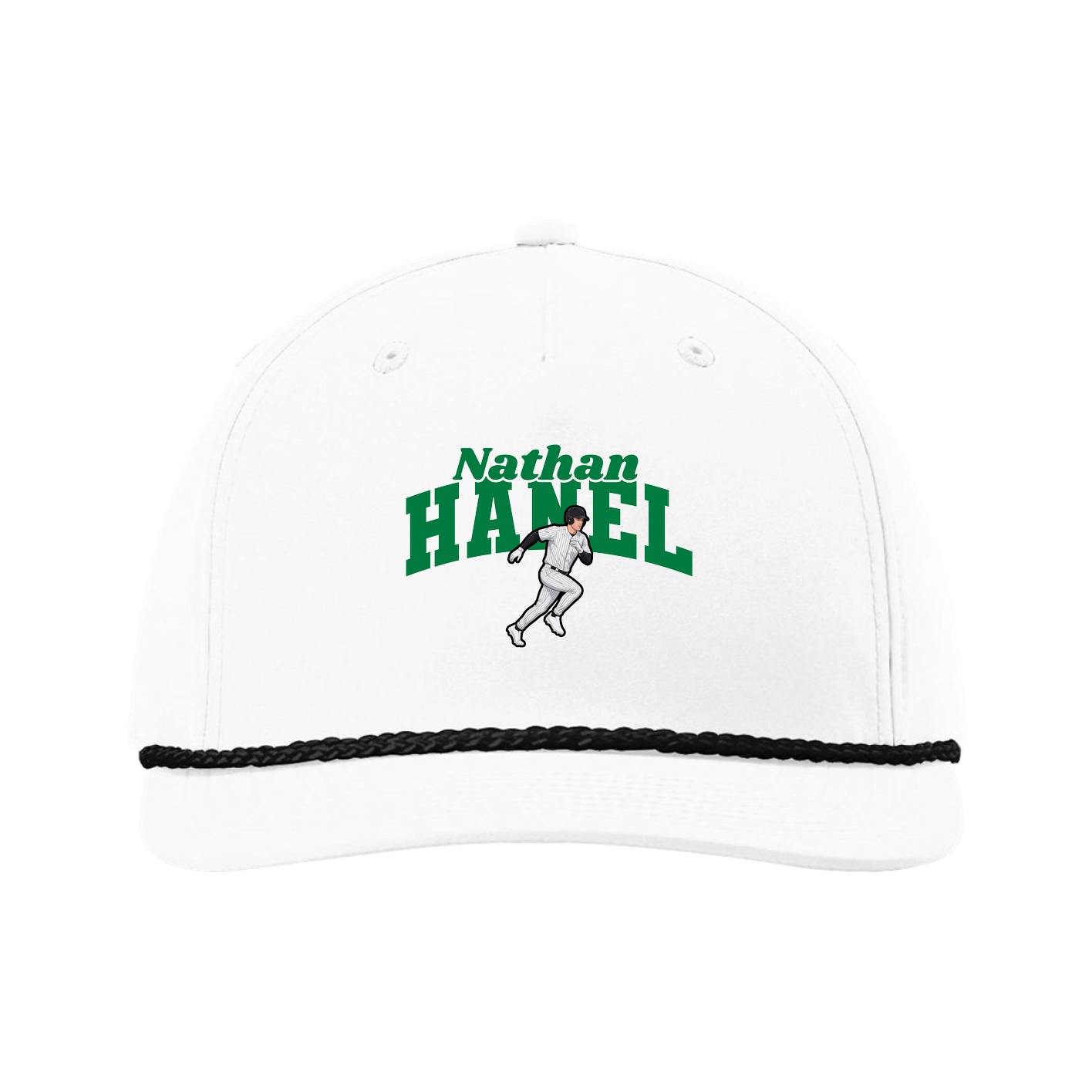 Five-Panel Classic Rope Cap — Signature Arch in White