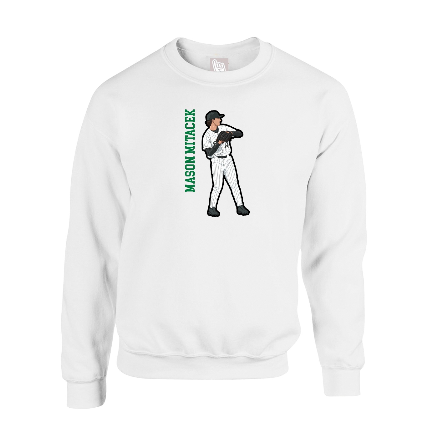 Fleece Crew — Name Vertical in White