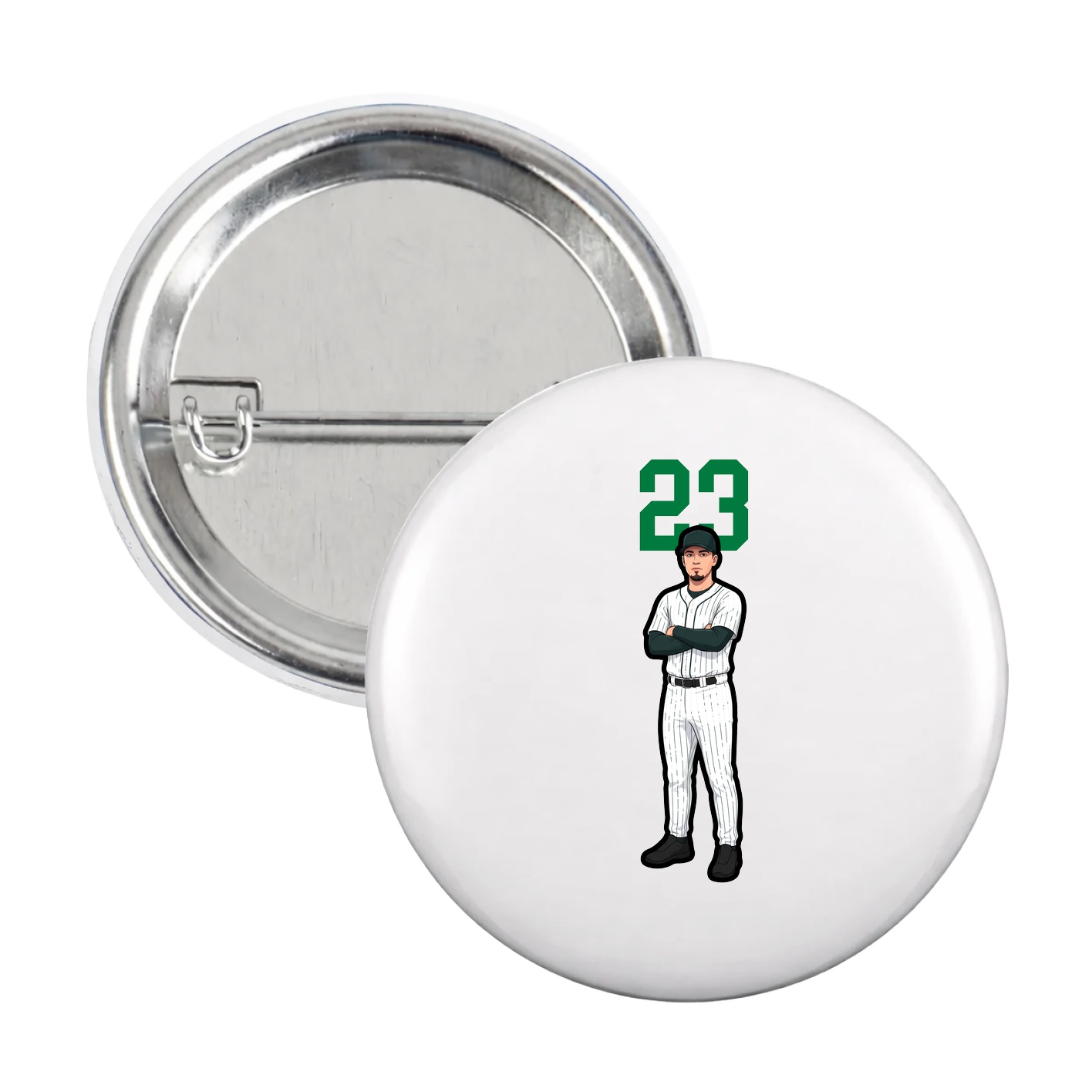 Game Day Button — Number Top in White