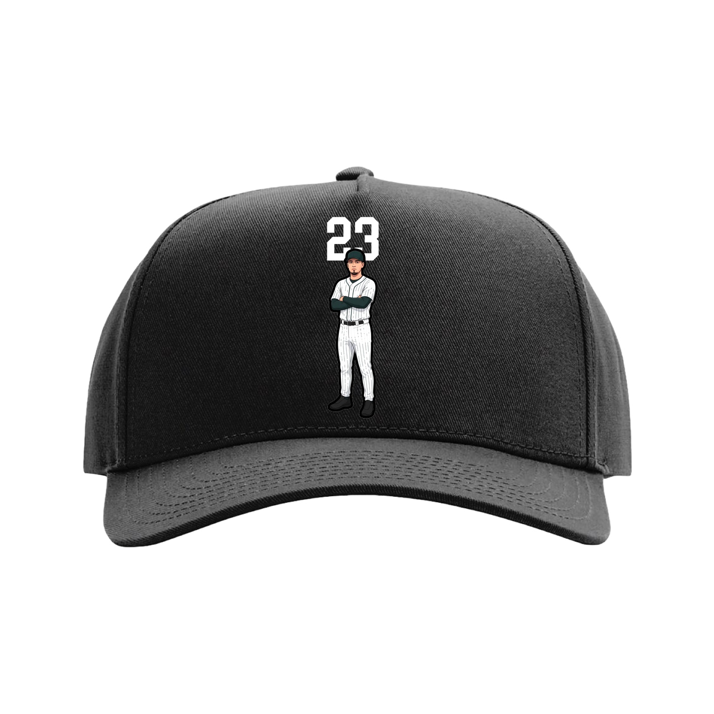 Full Fabric Five-Panel Champ Cap — Number Top in Black